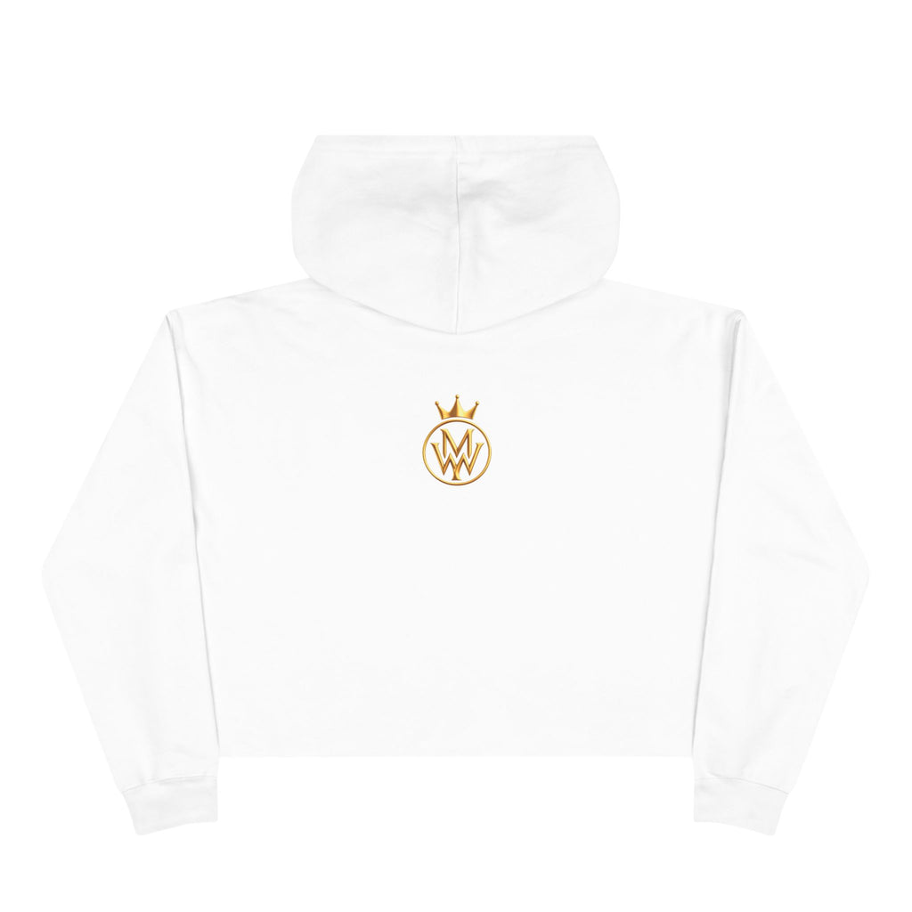 Cropped Hoodie — Minimal Gold Crown Logo with Green Heart