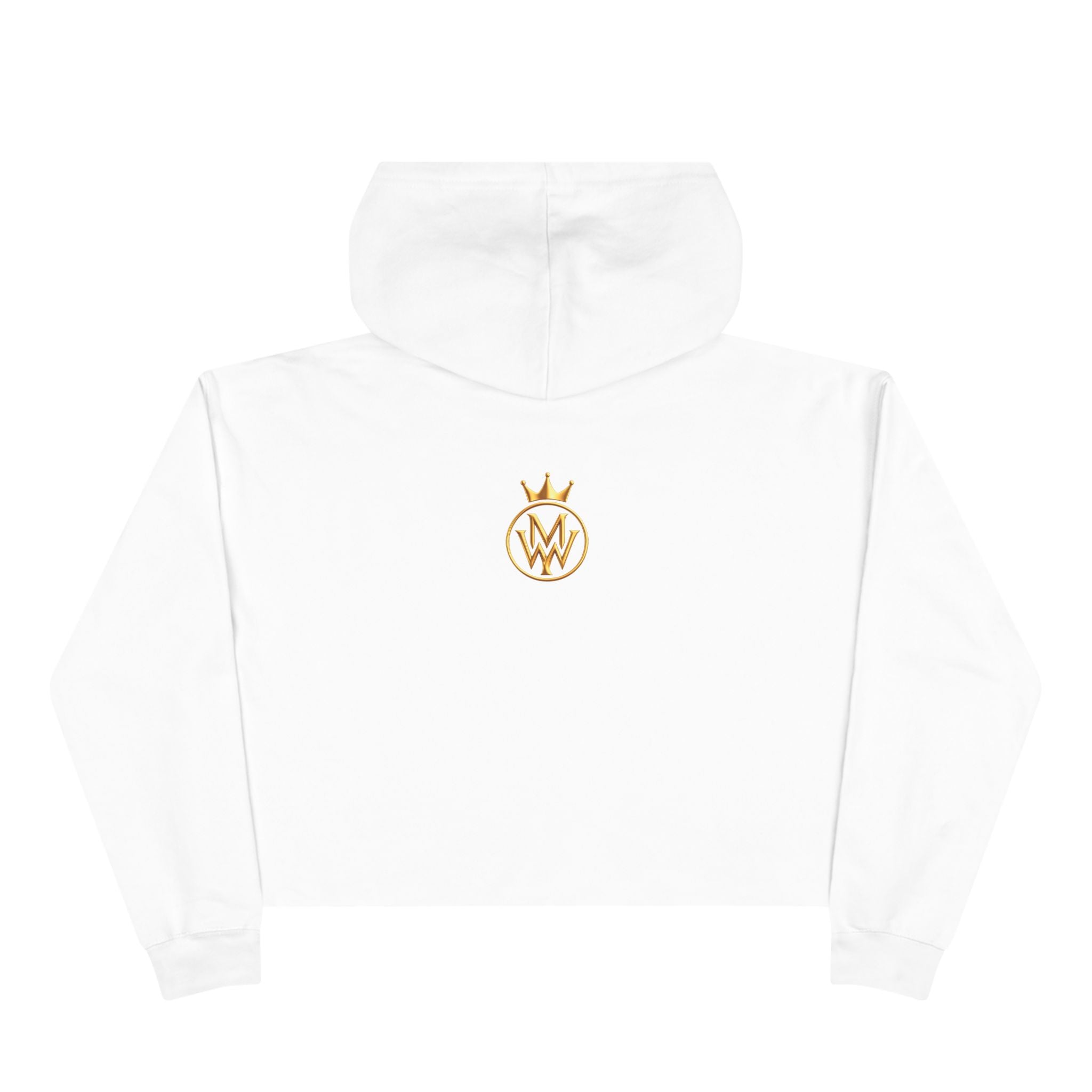 Cropped Hoodie — Minimal Gold Crown Logo with Green Heart
