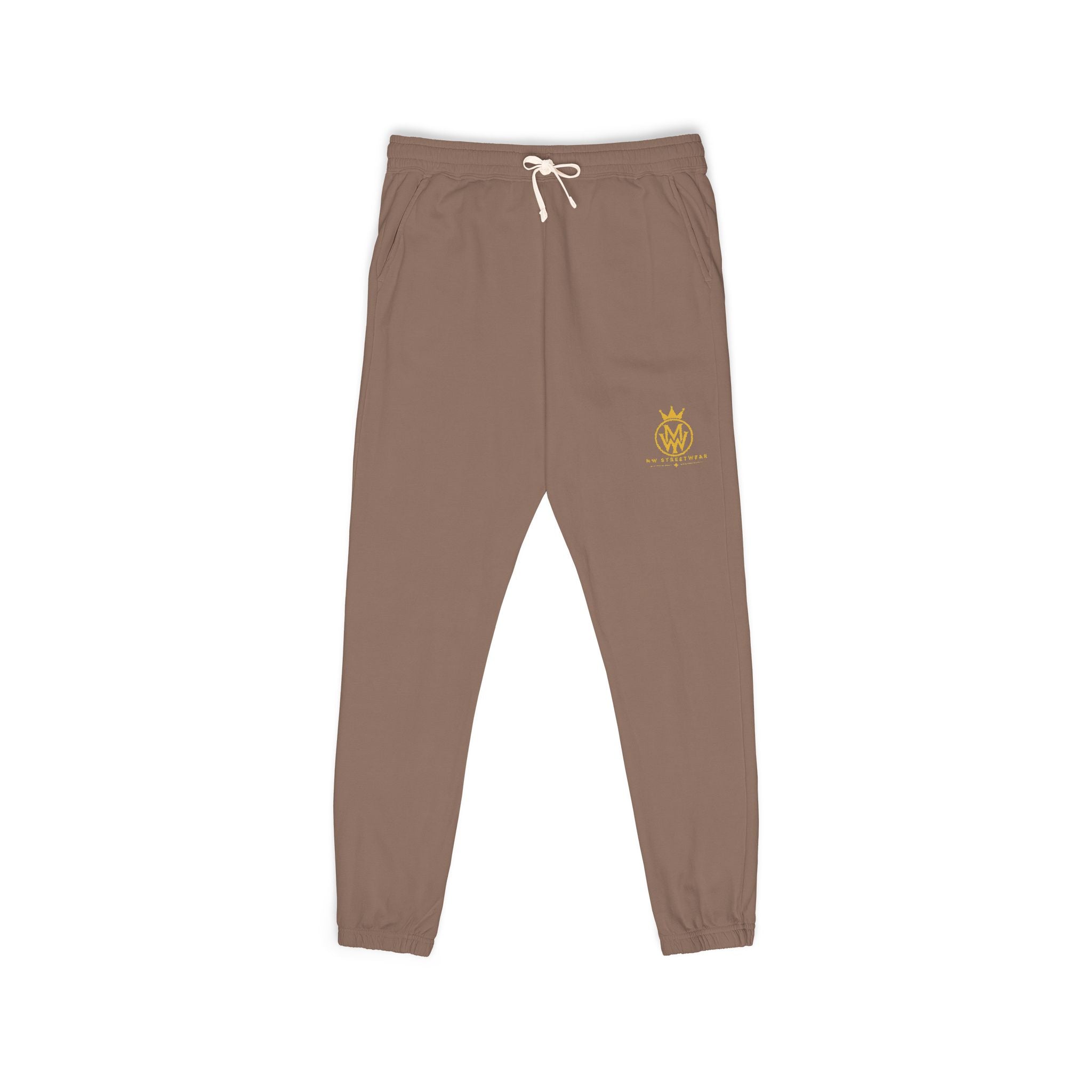 Ember Crest Sweatpants — Garment-Dyed Fleece Joggers with Sun Emblem