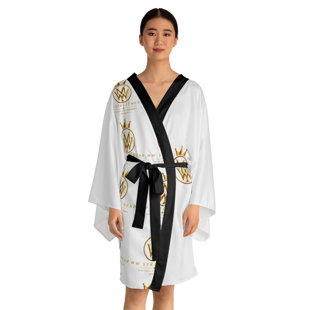 Gold Crown Monogram Kimono Robe — Luxury All-Over Print Relaxed Robe