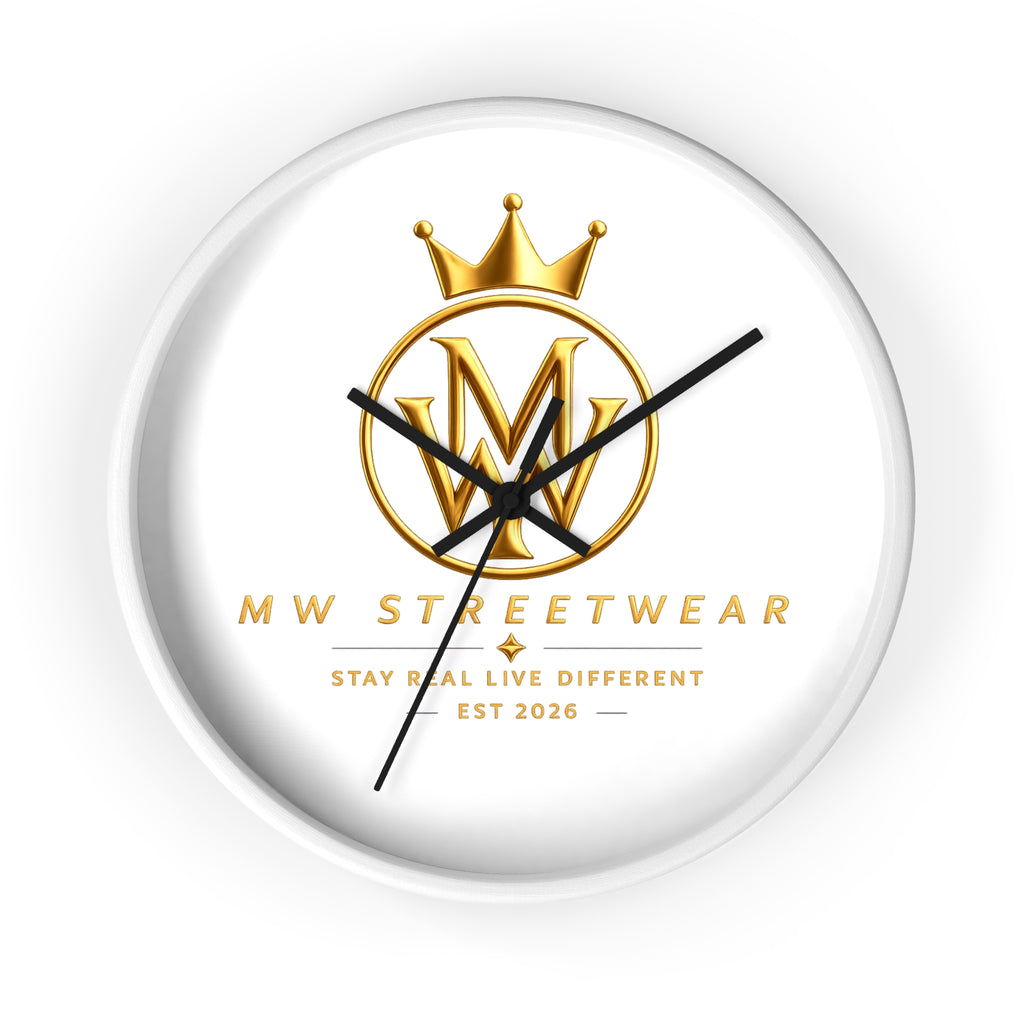 MW Streetwear Gold Logo Wall Clock — Modern Brand Accent Clock