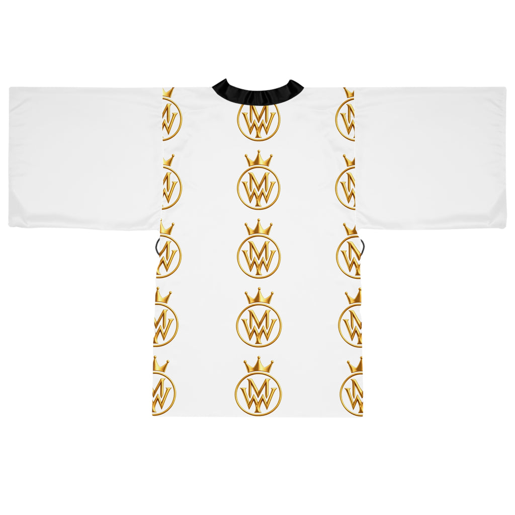 Gold Crown Monogram Kimono Robe — Luxury All-Over Print Relaxed Robe