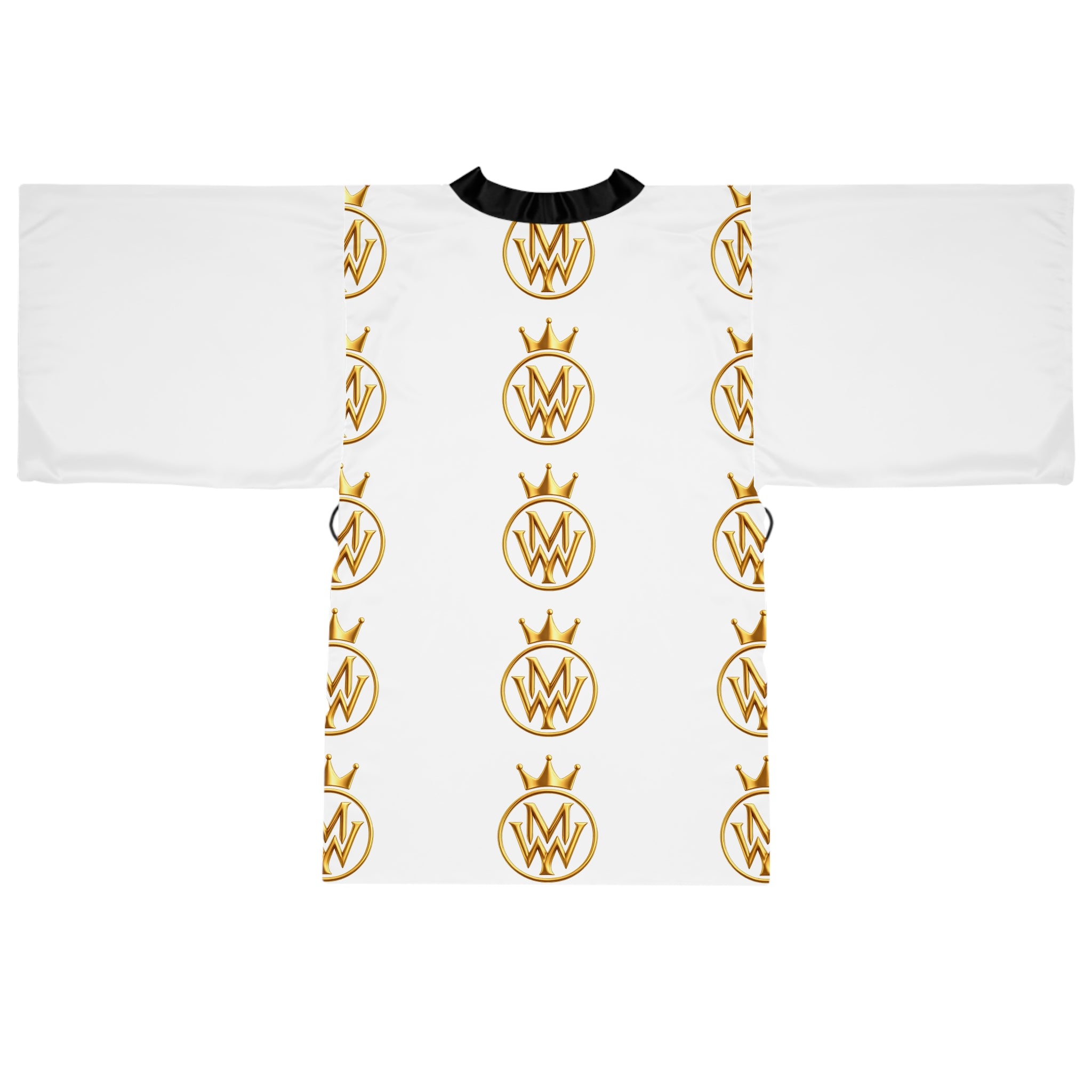 Gold Crown Monogram Kimono Robe — Luxury All-Over Print Relaxed Robe