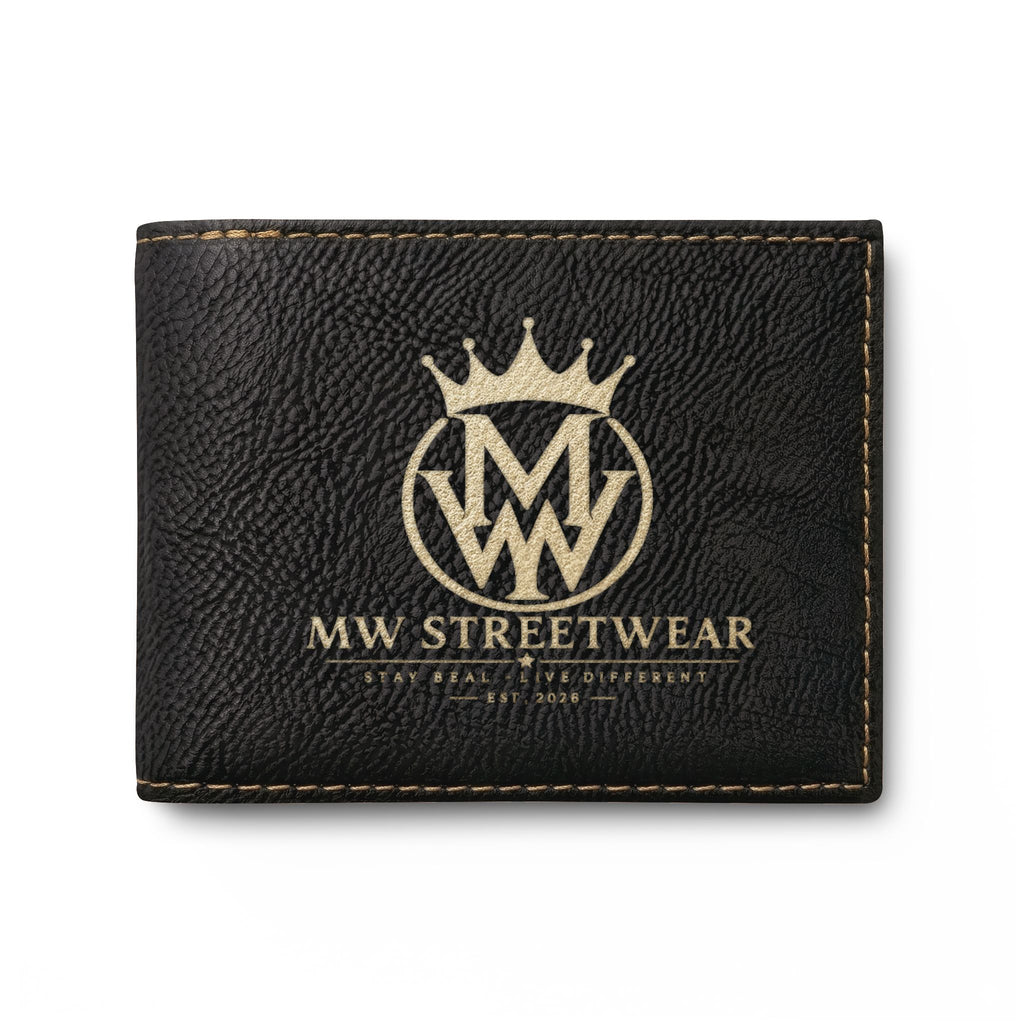 Leather Bi-Fold Wallet — MW Streetwear Logo RFID Card Holder
