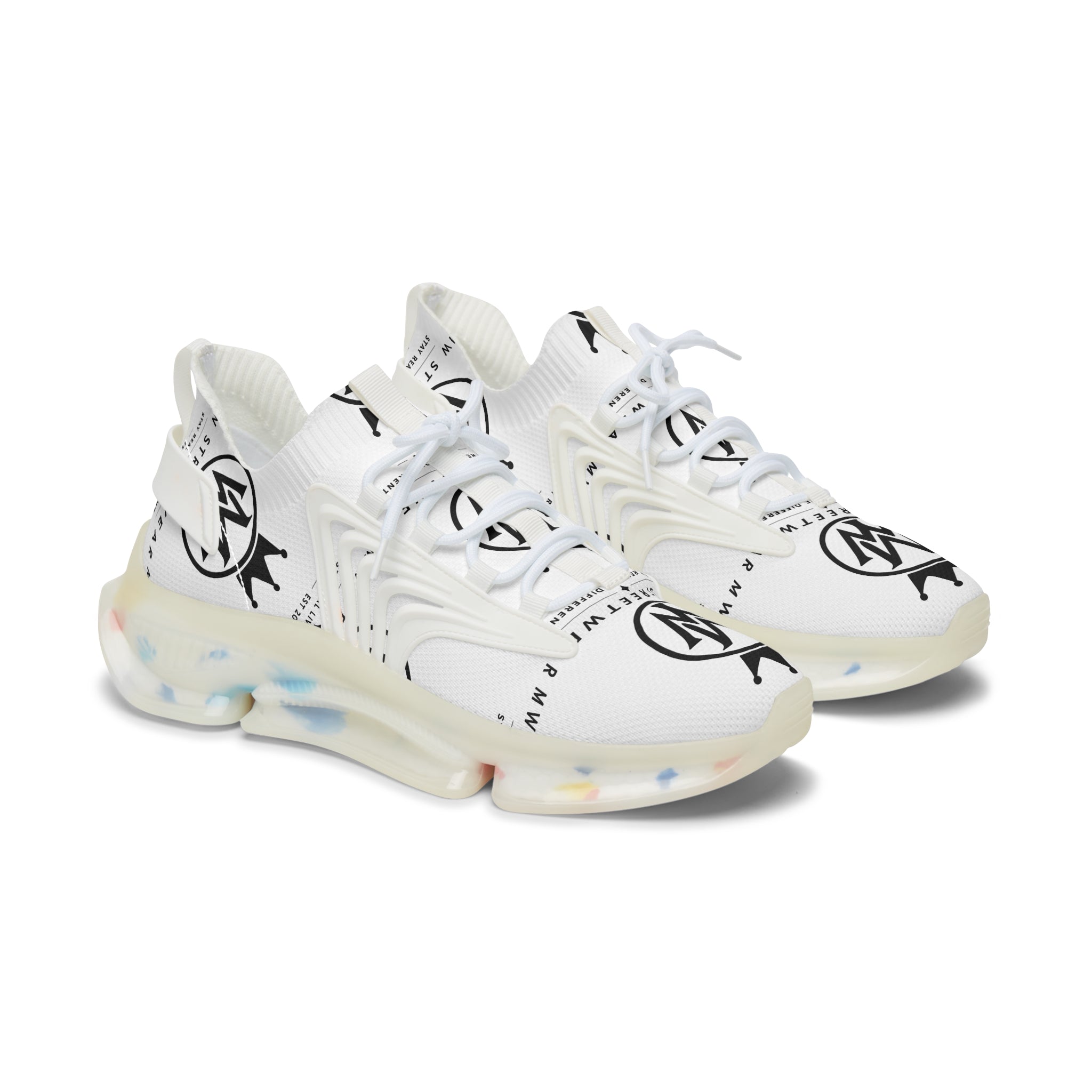 White Mesh Streetwear Sneakers – Women's Lightweight Logo Trainers