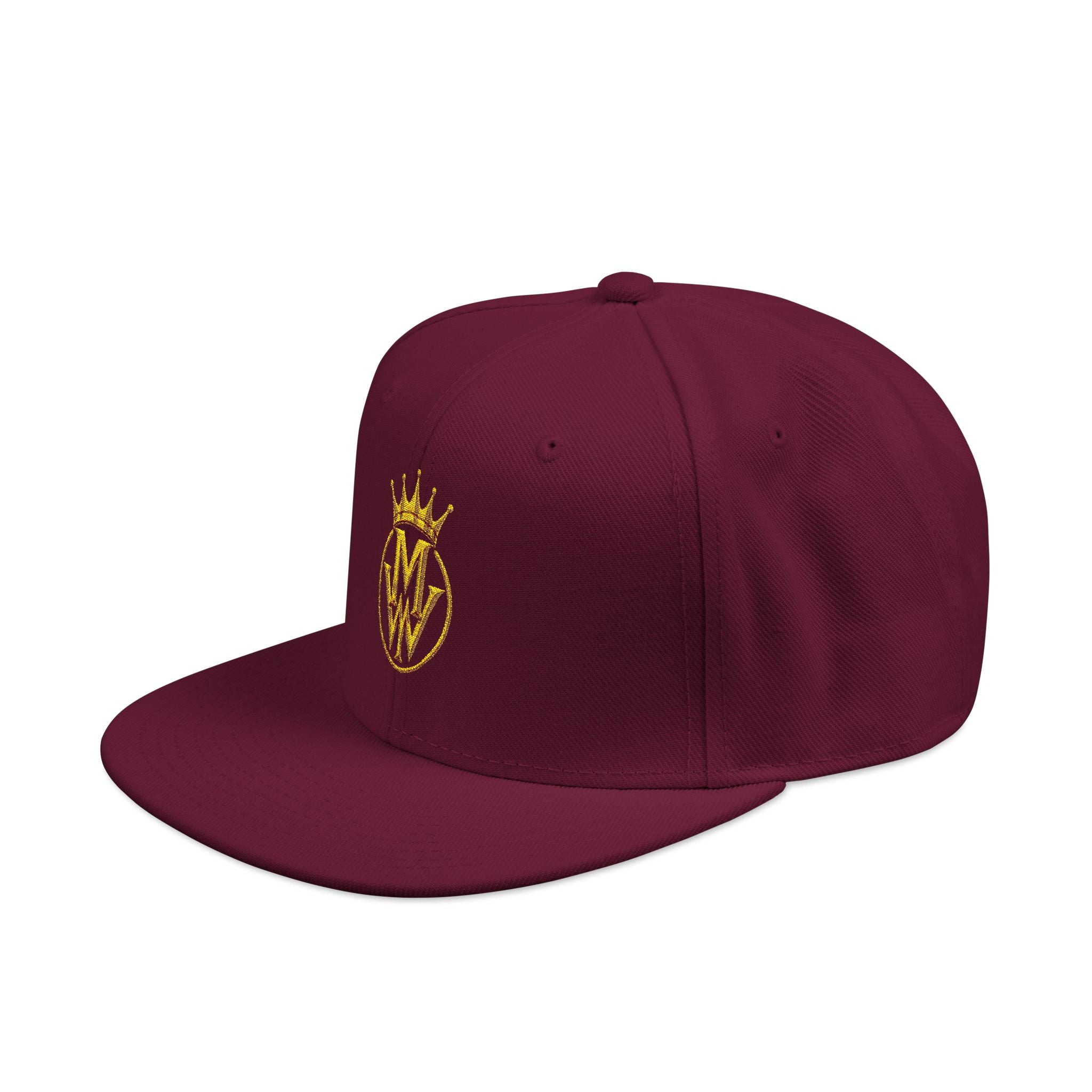 Embroidered Crown Logo Snapback Hat — Gold Stitch Streetwear Cap