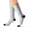 White Sublimation Socks with Gold Crest – Custom Printed Crew Socks