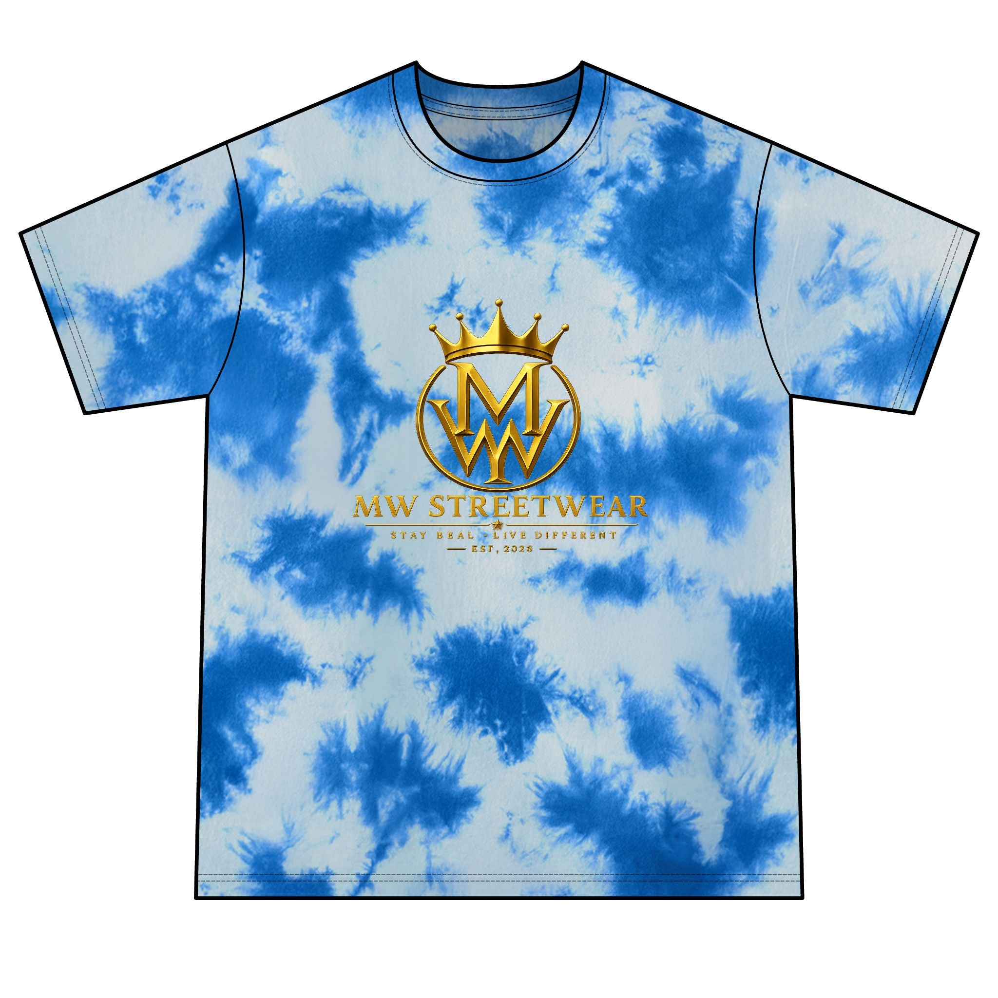 Tie-Dye Tee — MW Streetwear Gold Logo Crystal Tie-Dye T-Shirt