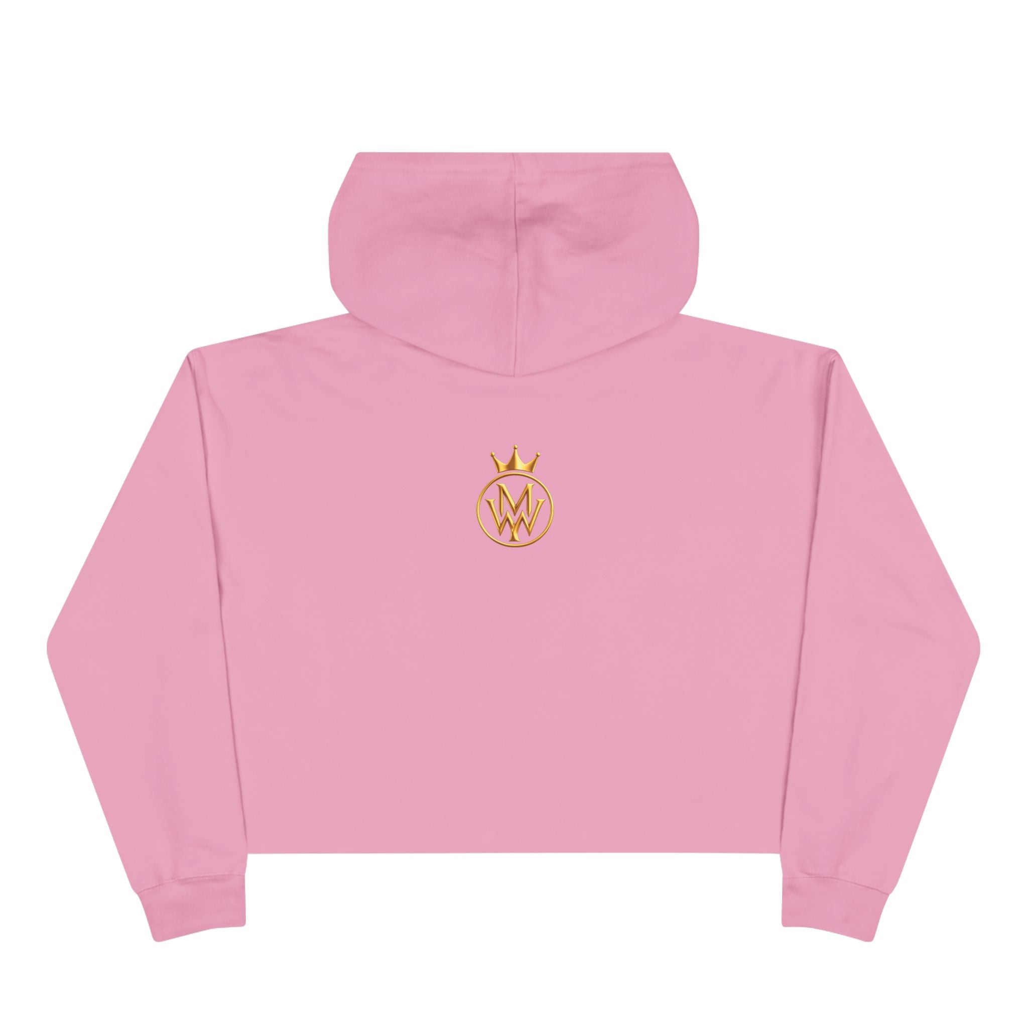 Cropped Hoodie — Minimal Gold Crown Logo with Green Heart