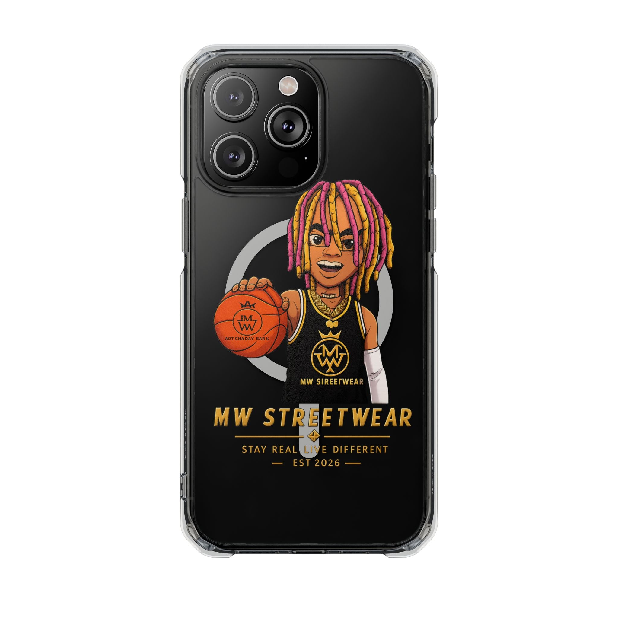 Clear Magnetic Phone Case — MW Streetwear Basketball Character Design