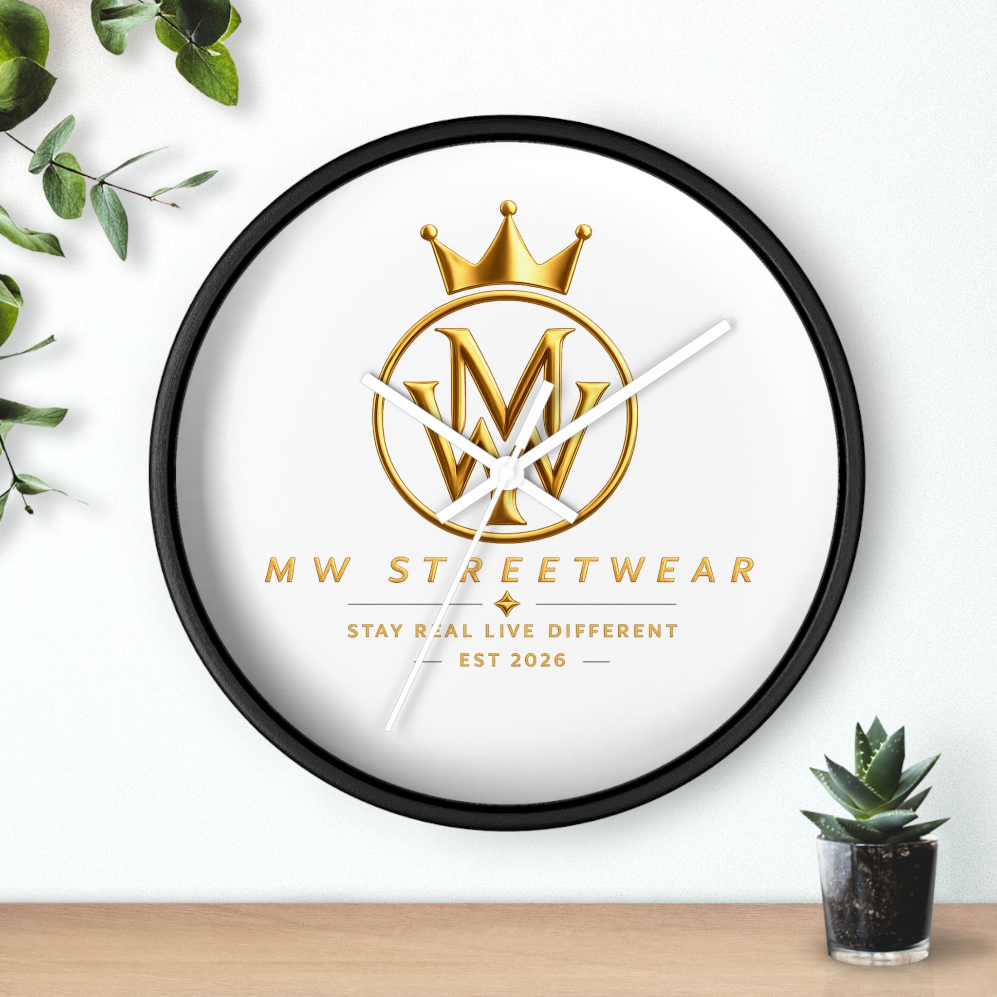 MW Streetwear Gold Logo Wall Clock — Modern Brand Accent Clock