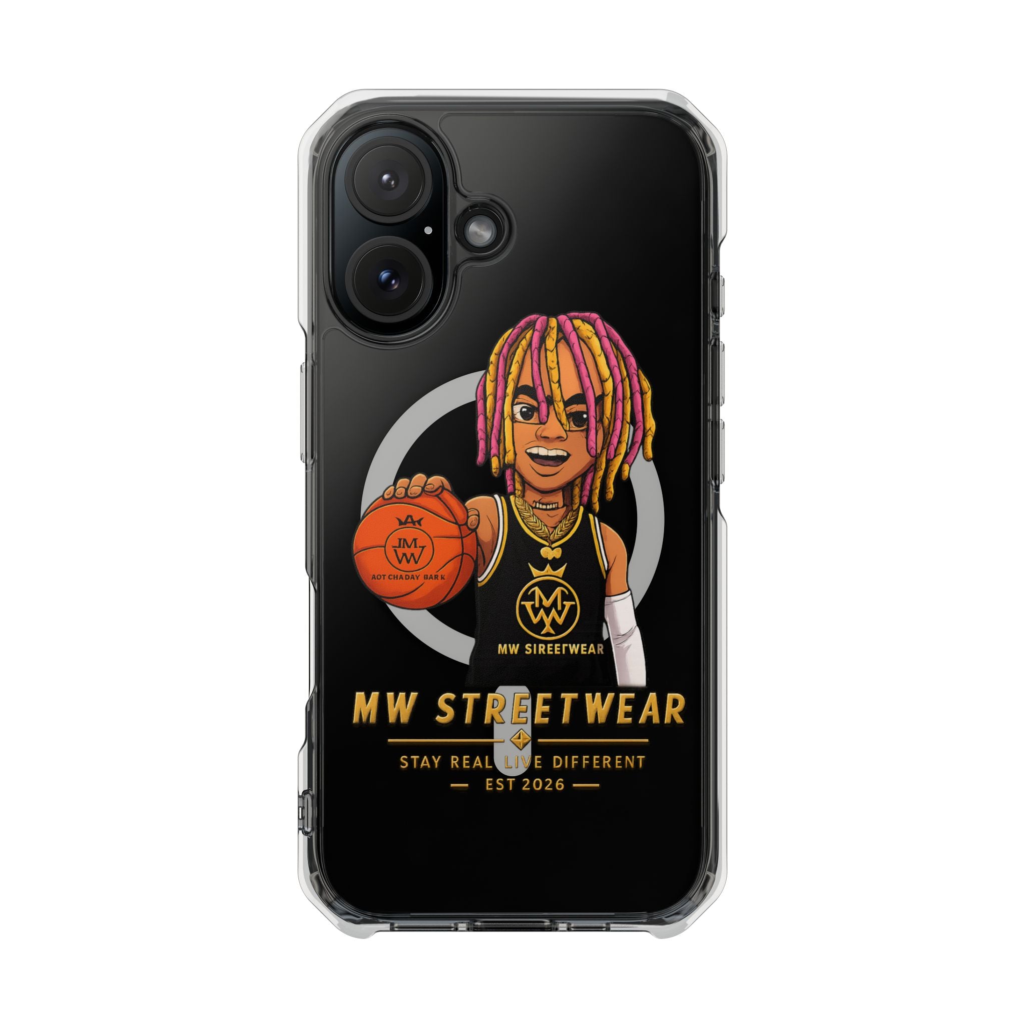 Clear Magnetic Phone Case — MW Streetwear Basketball Character Design
