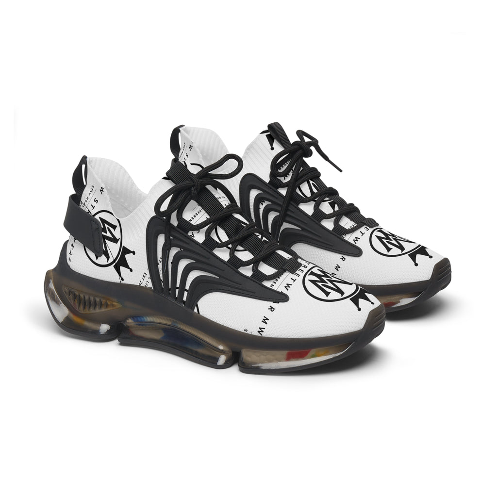 White Mesh Streetwear Sneakers – Women's Lightweight Logo Trainers