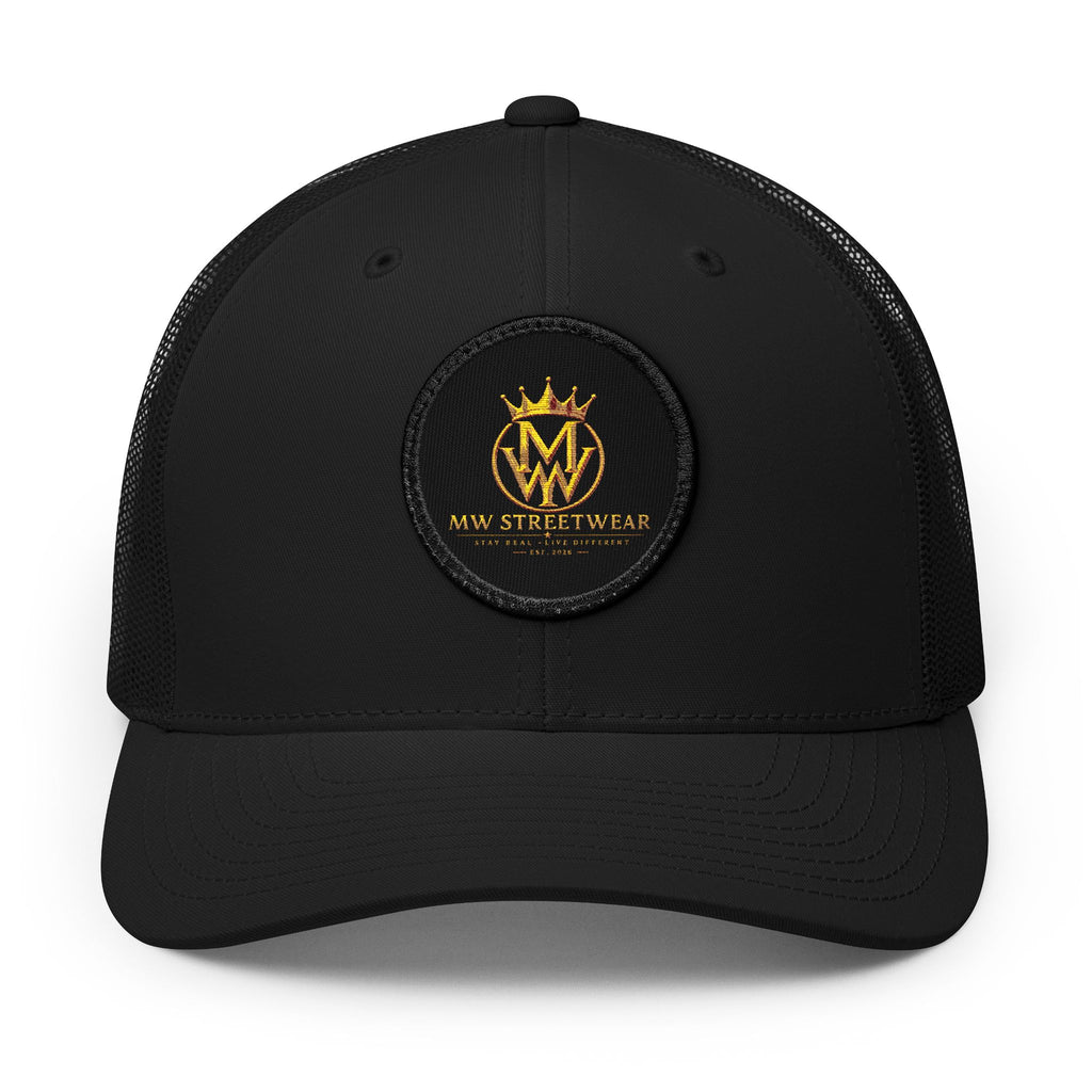 Embroidered Trucker Cap — Gold Crown Patch Snapback