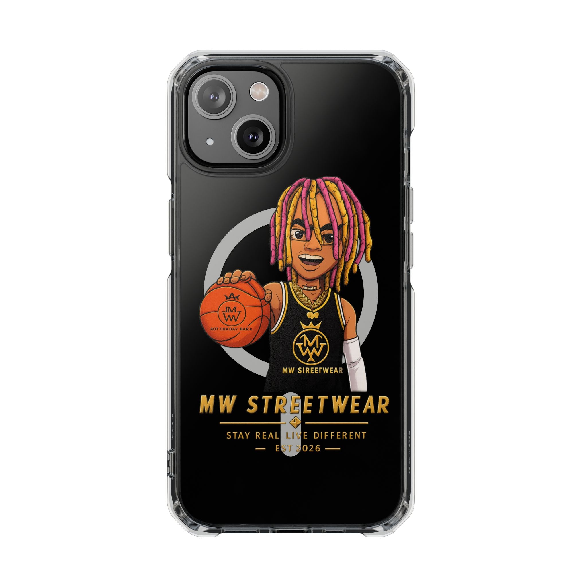 Clear Magnetic Phone Case — MW Streetwear Basketball Character Design