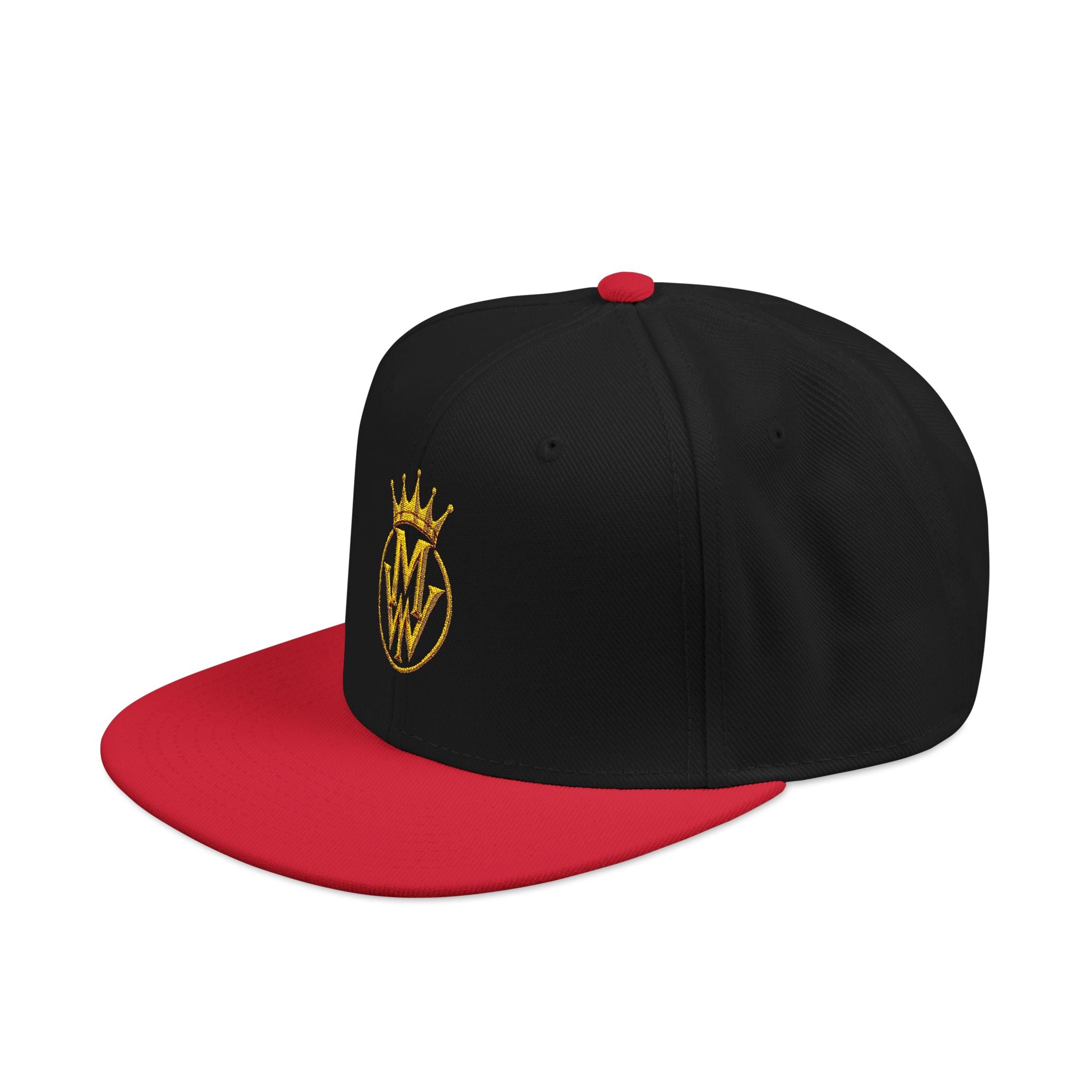 Embroidered Crown Logo Snapback Hat — Gold Stitch Streetwear Cap