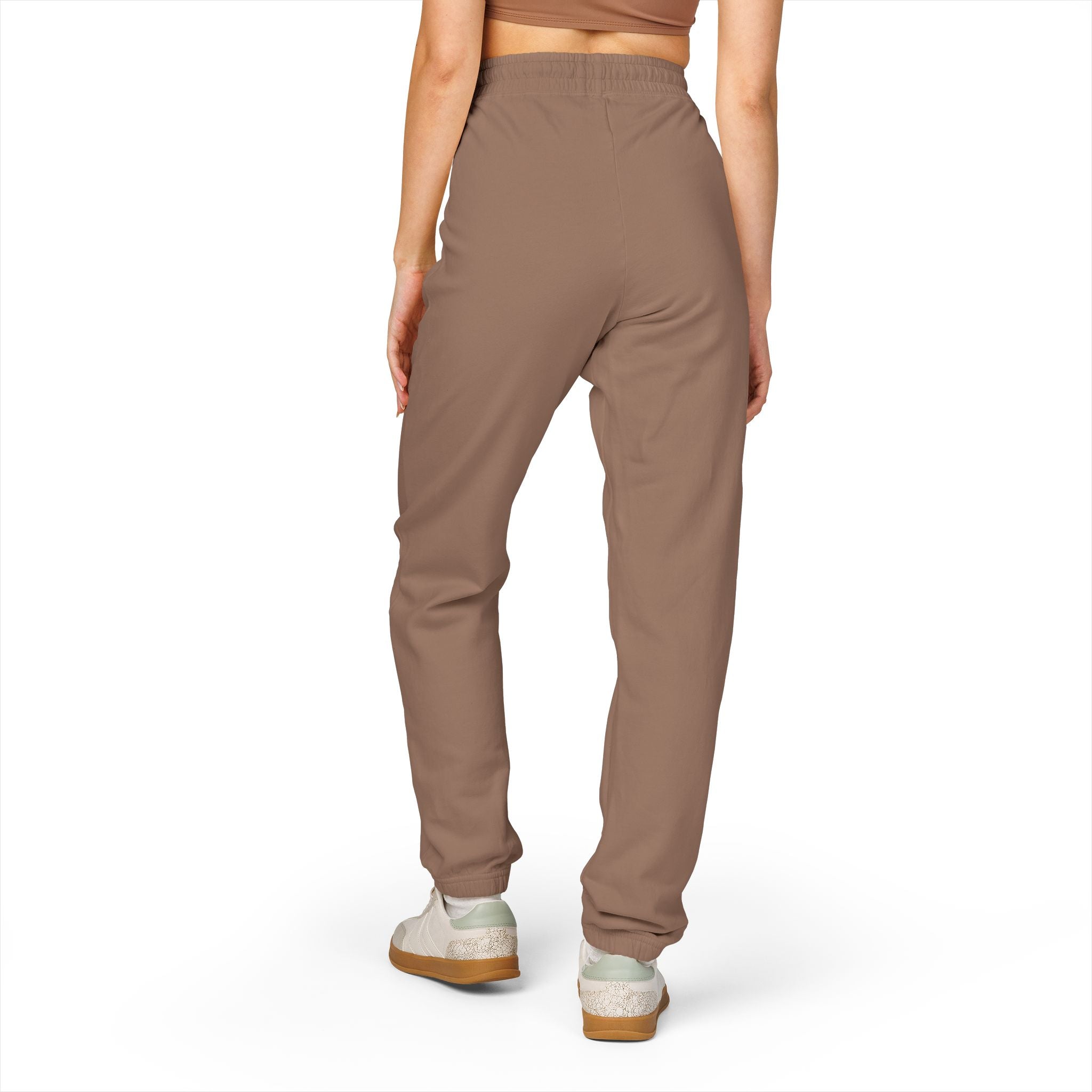 Ember Crest Sweatpants — Garment-Dyed Fleece Joggers with Sun Emblem