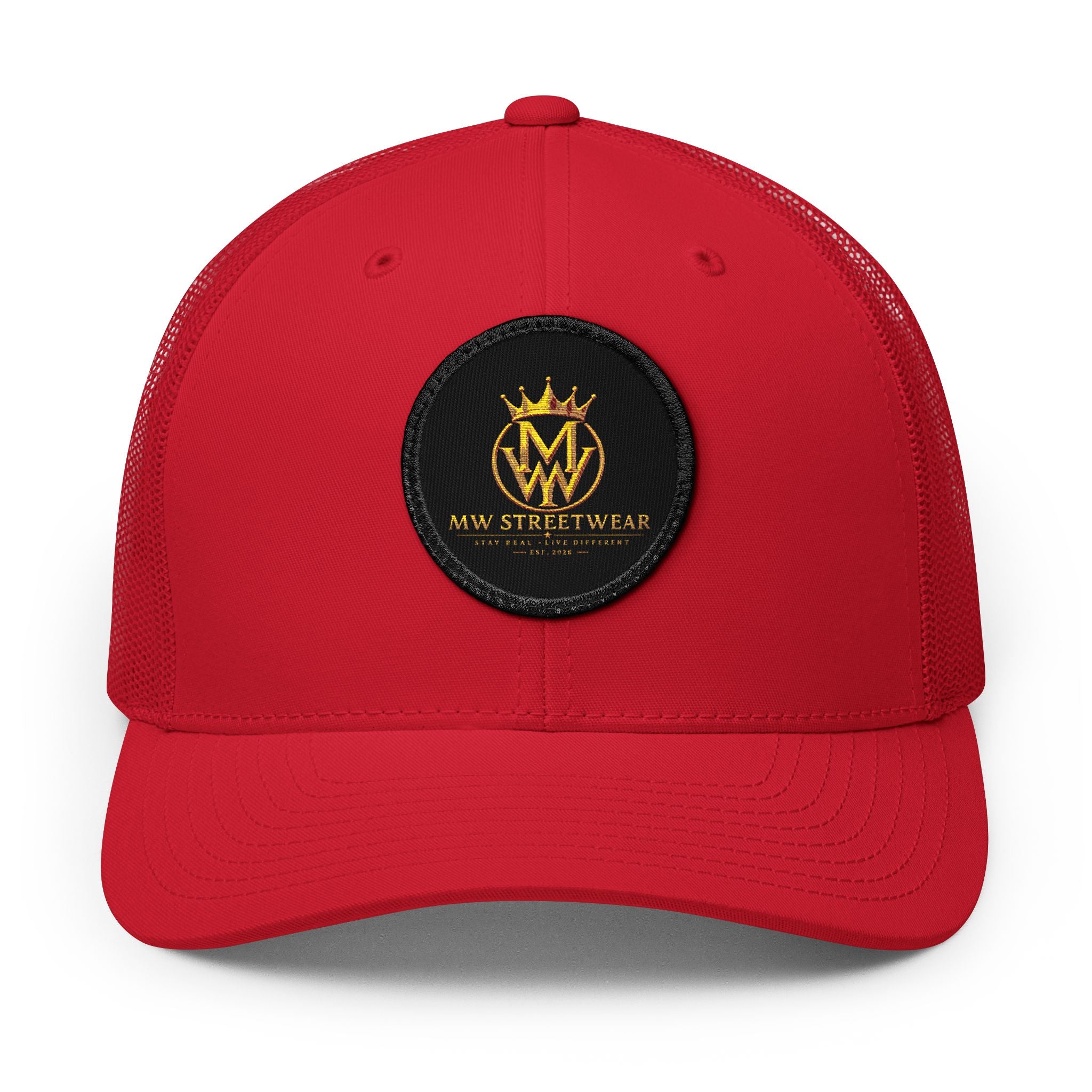 Embroidered Trucker Cap — Gold Crown Patch Snapback