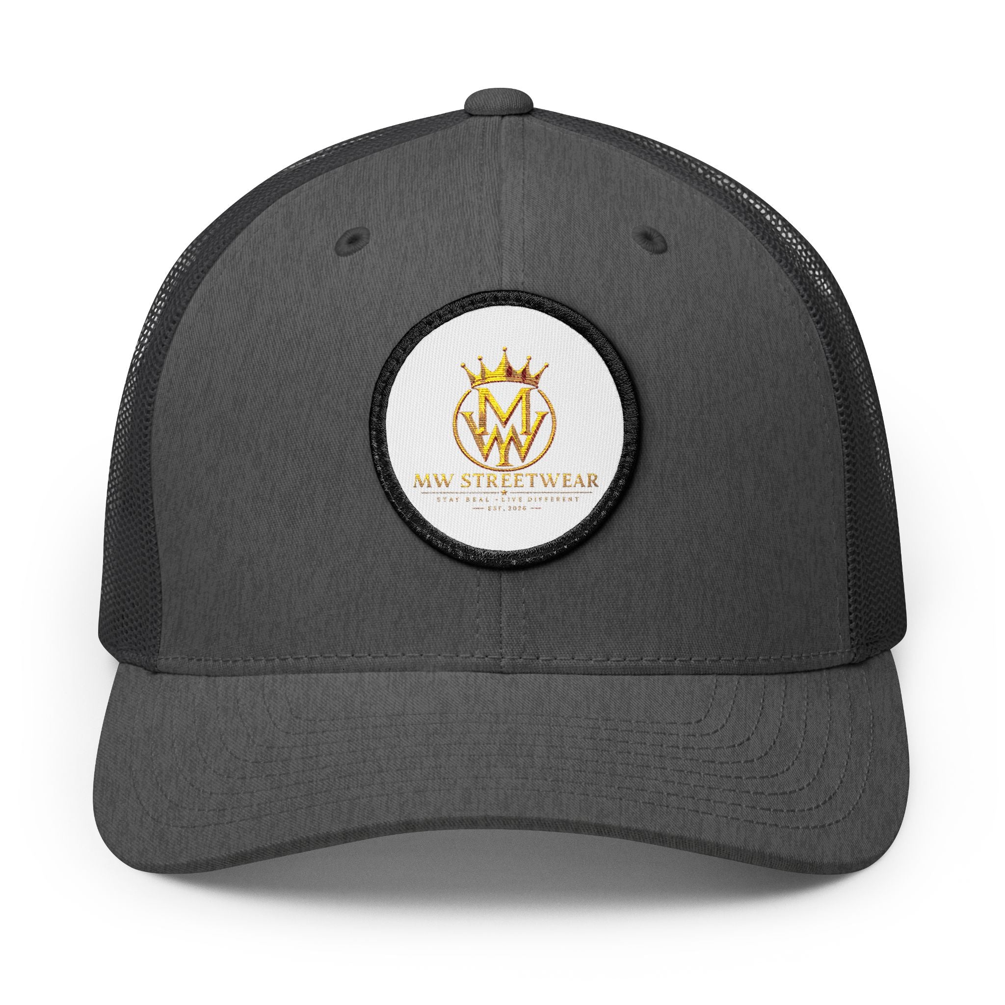 Embroidered Trucker Cap — Gold Crown Patch Snapback