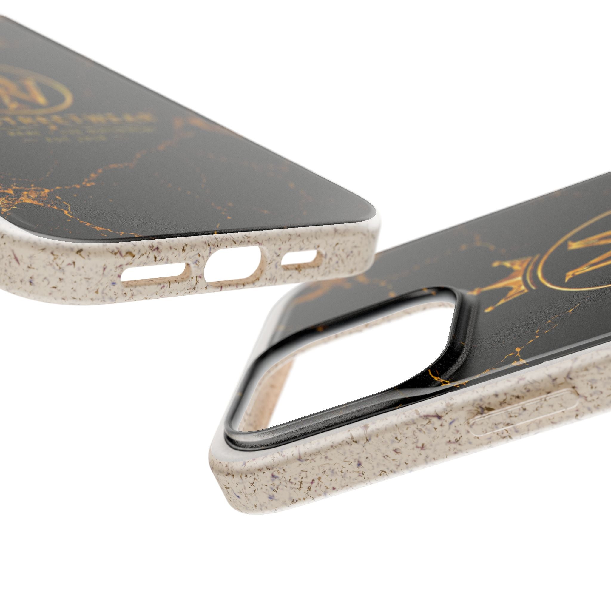 Biodegradable Phone Case — Black Marble MW Streetwear Logo, Eco-Friendly Protective Cover