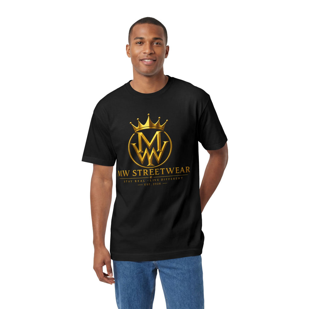 MW Streetwear Logo Tee — Gold Crown Graphic Classic T‑Shirt