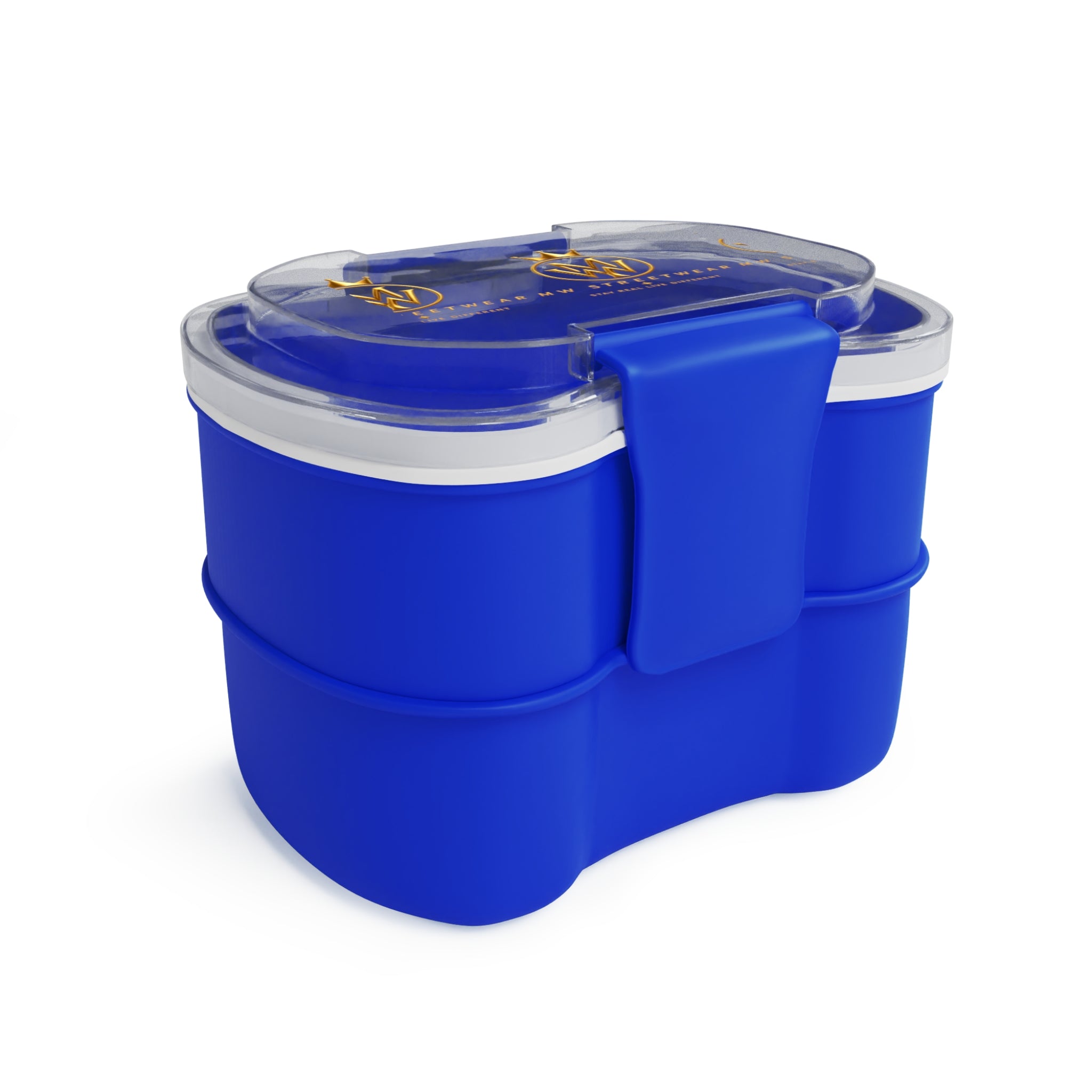 Blue Two-Tier Bento Box Lunch Container with MW Streetwear Logo