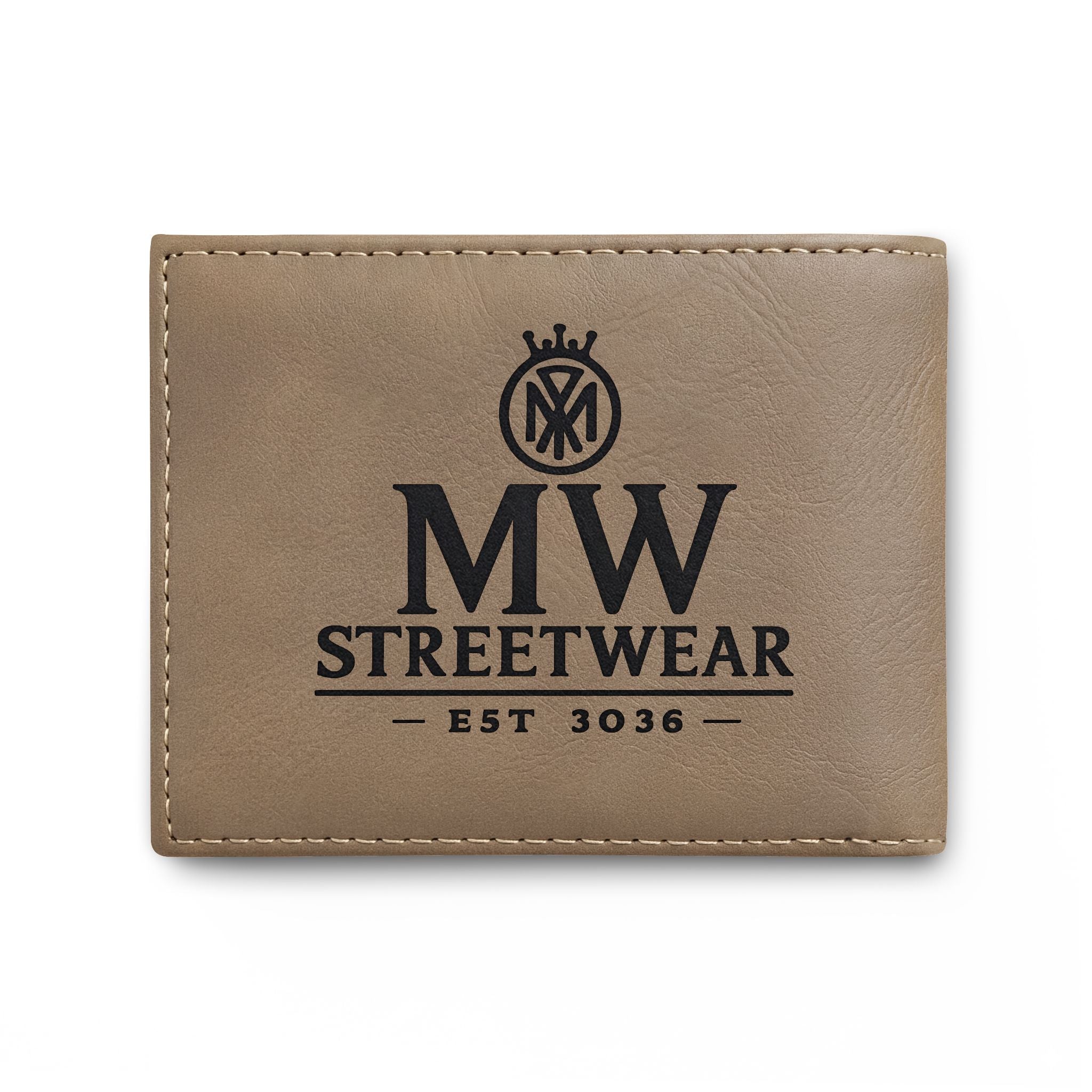 Leather Bi-Fold Wallet — MW Streetwear Logo RFID Card Holder