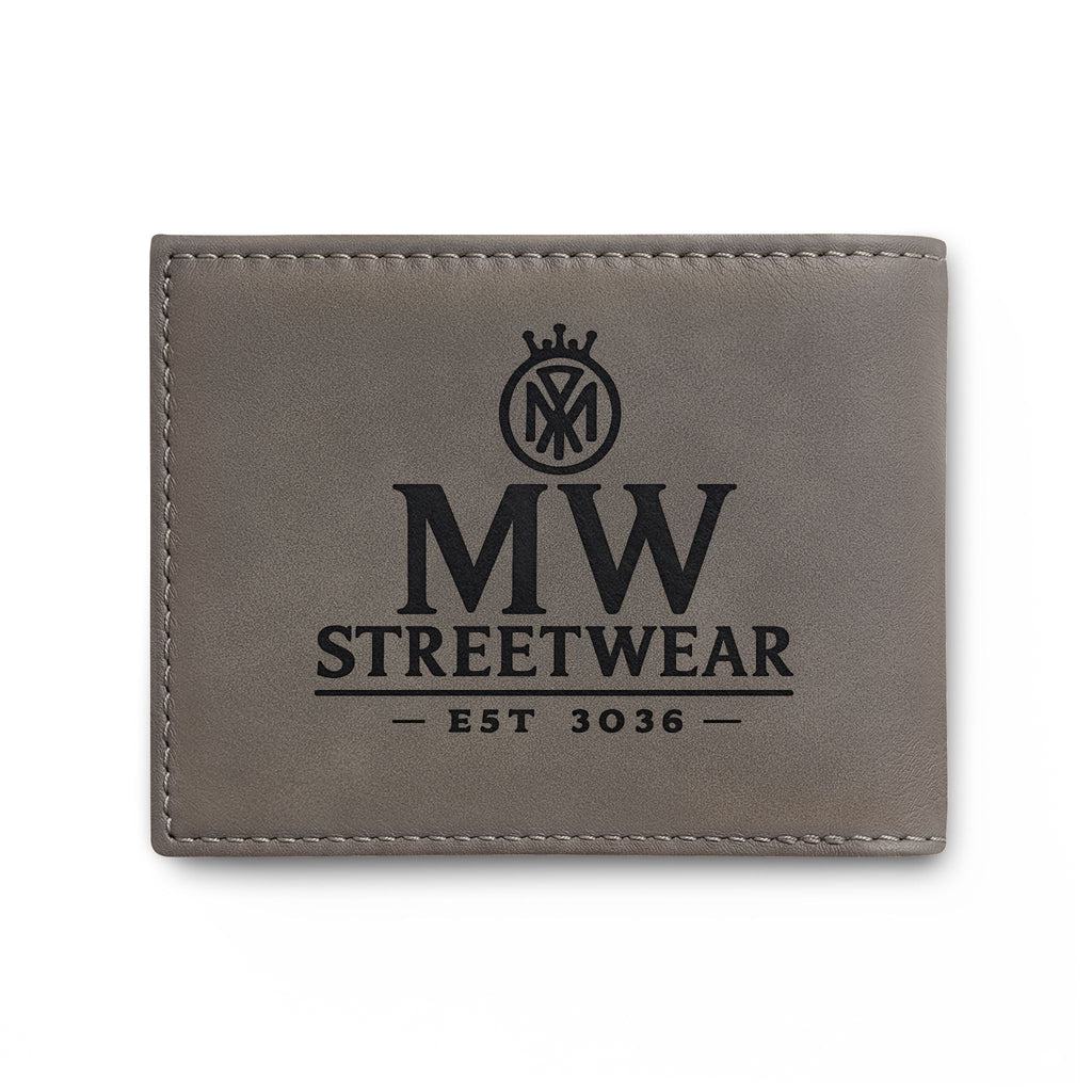 Leather Bi-Fold Wallet — MW Streetwear Logo RFID Card Holder