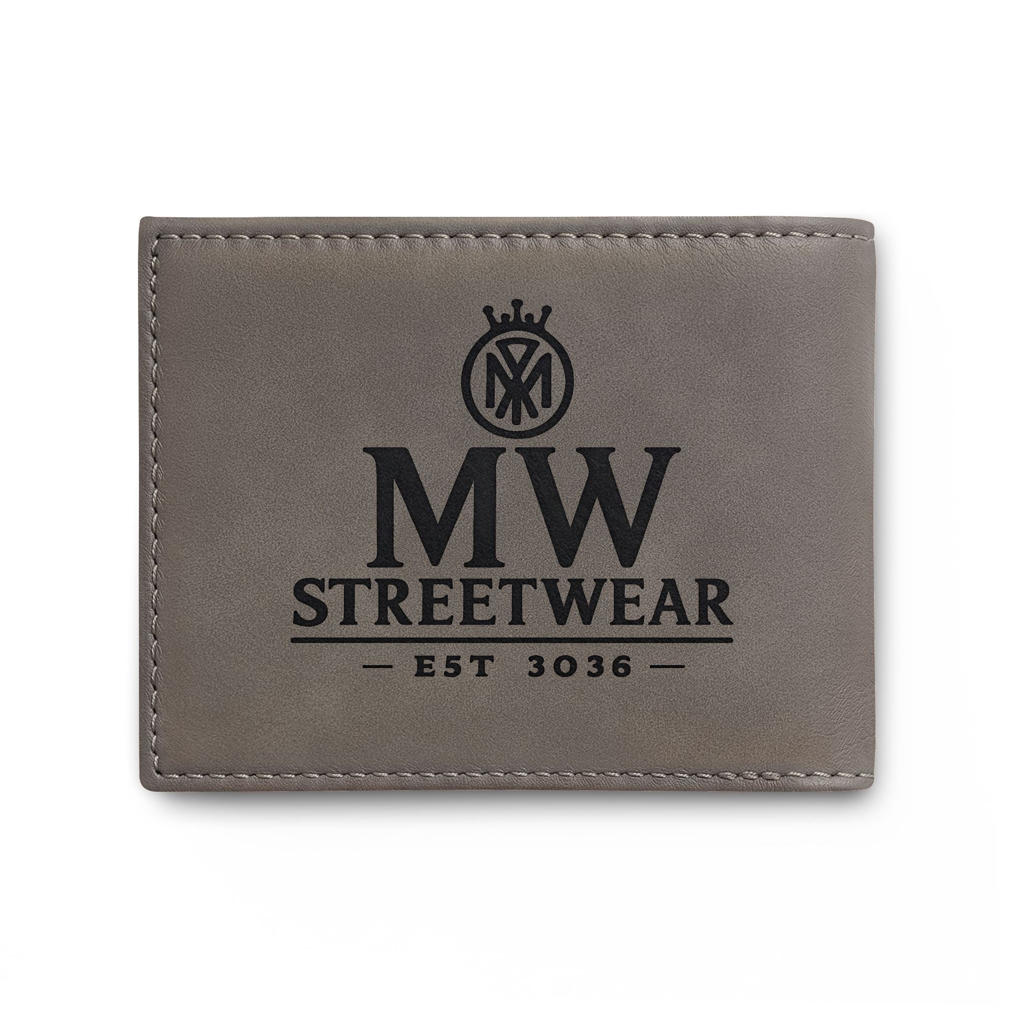 Leather Bi-Fold Wallet — MW Streetwear Logo RFID Card Holder