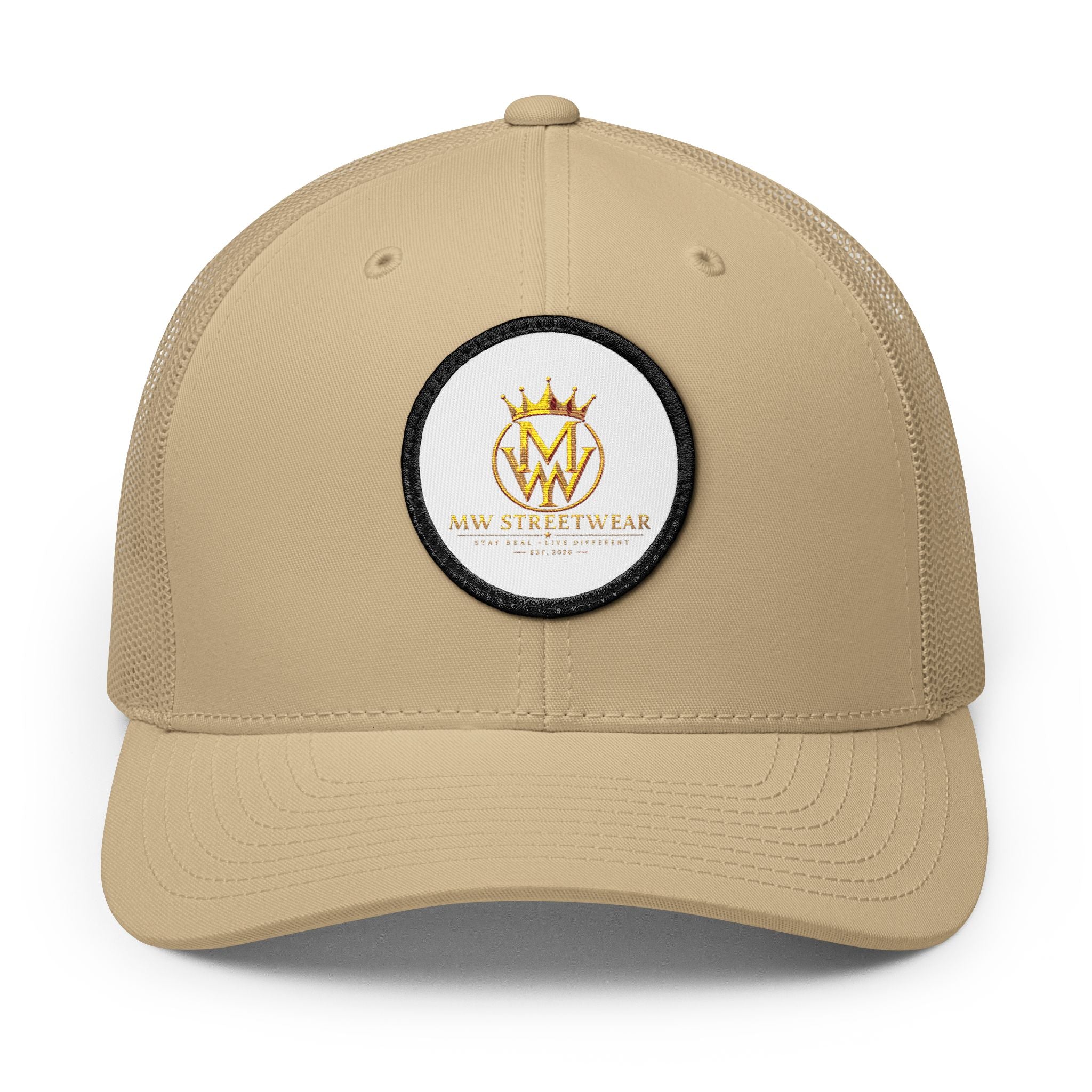 Embroidered Trucker Cap — Gold Crown Patch Snapback