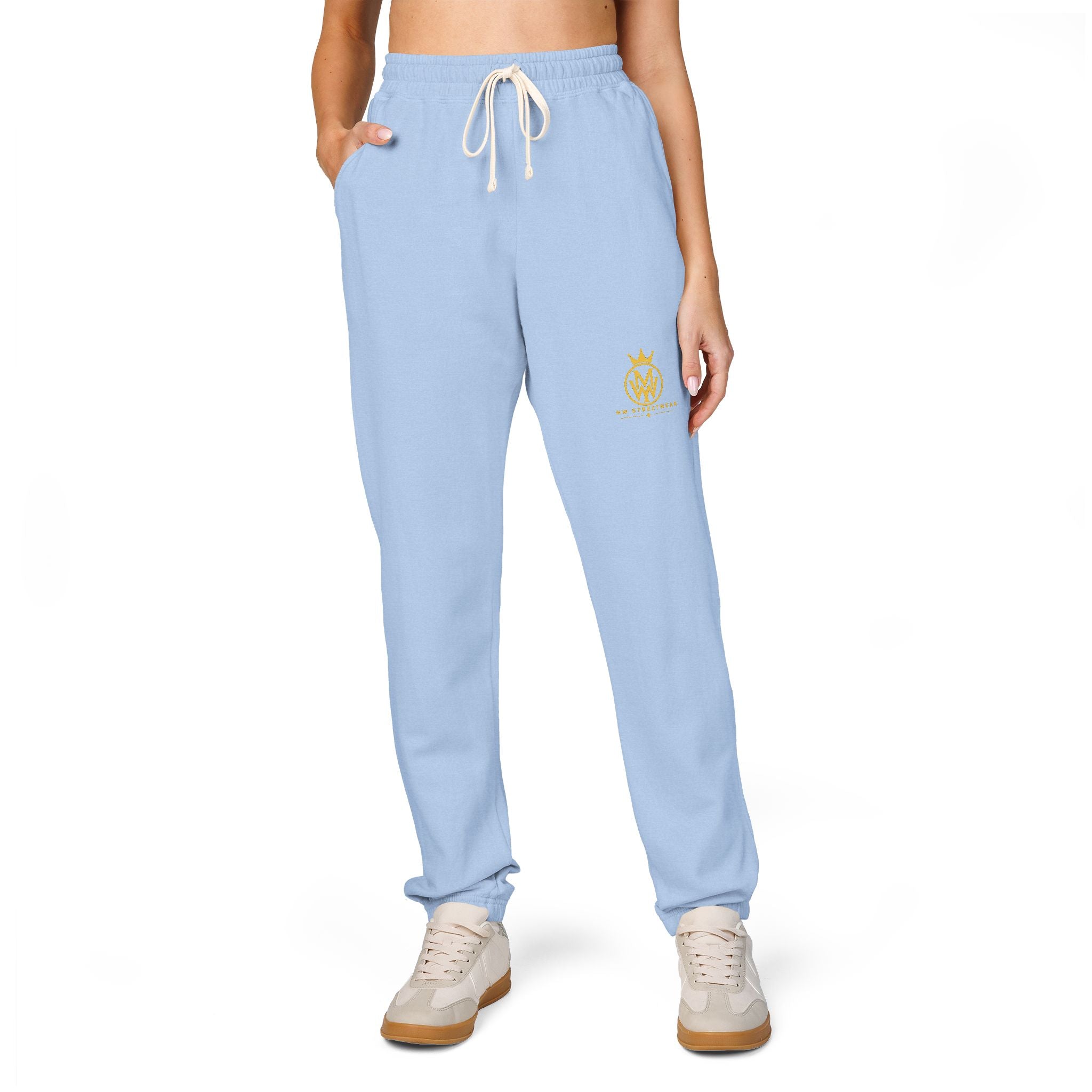 Ember Crest Sweatpants — Garment-Dyed Fleece Joggers with Sun Emblem