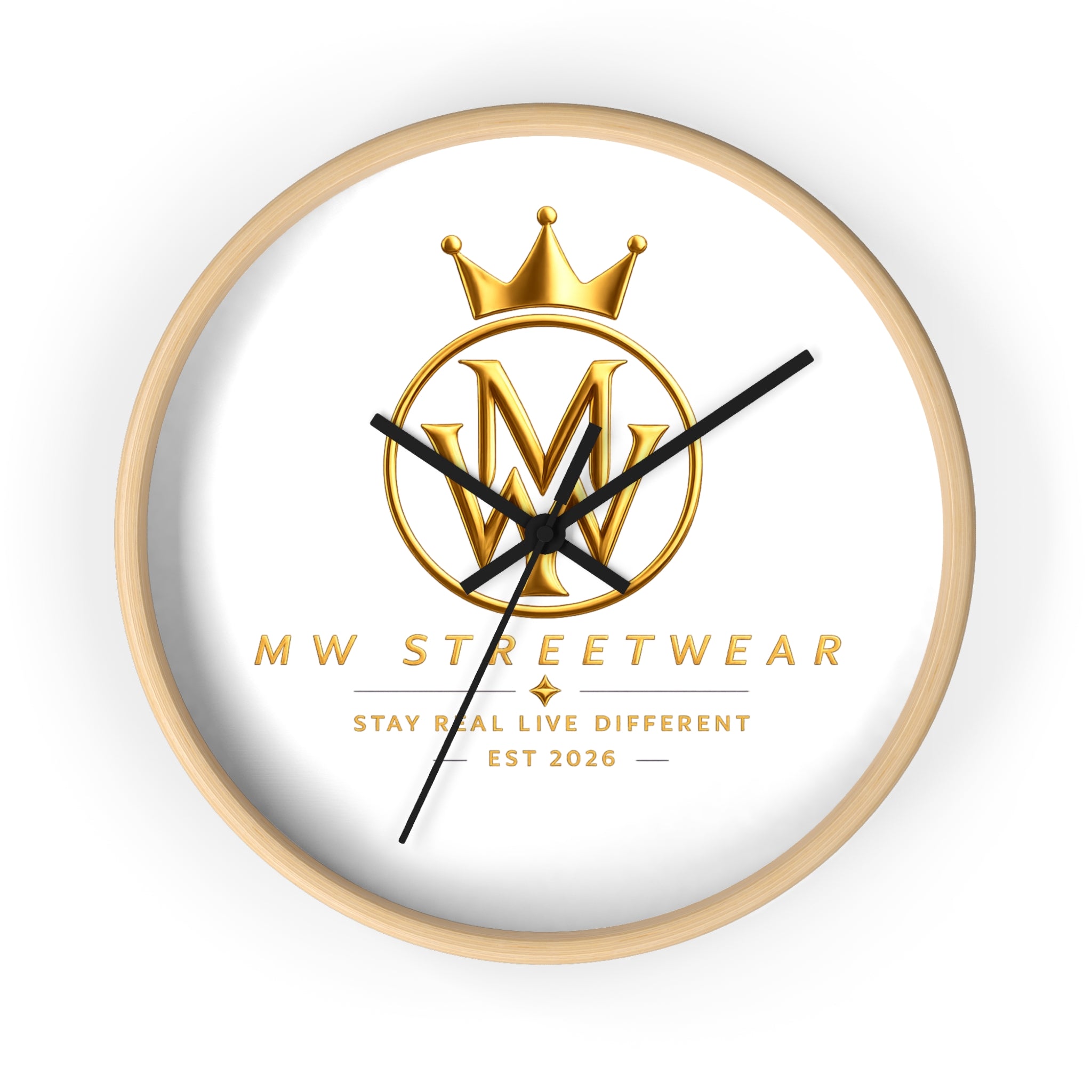 MW Streetwear Gold Logo Wall Clock — Modern Brand Accent Clock