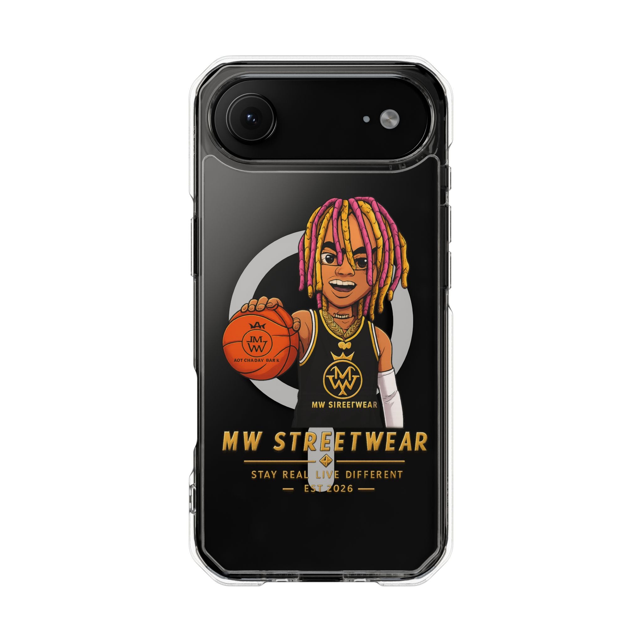 Clear Magnetic Phone Case — MW Streetwear Basketball Character Design