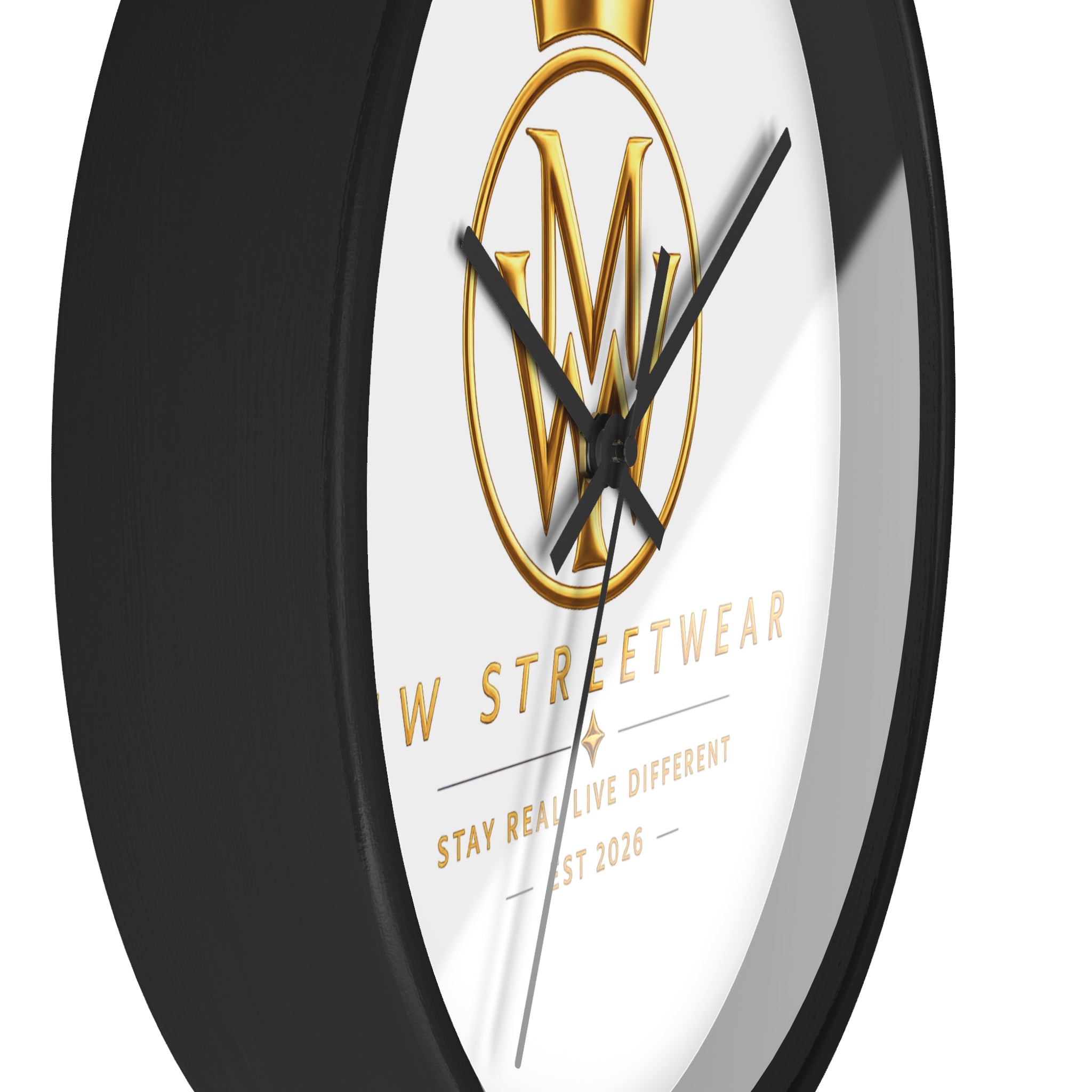 MW Streetwear Gold Logo Wall Clock — Modern Brand Accent Clock