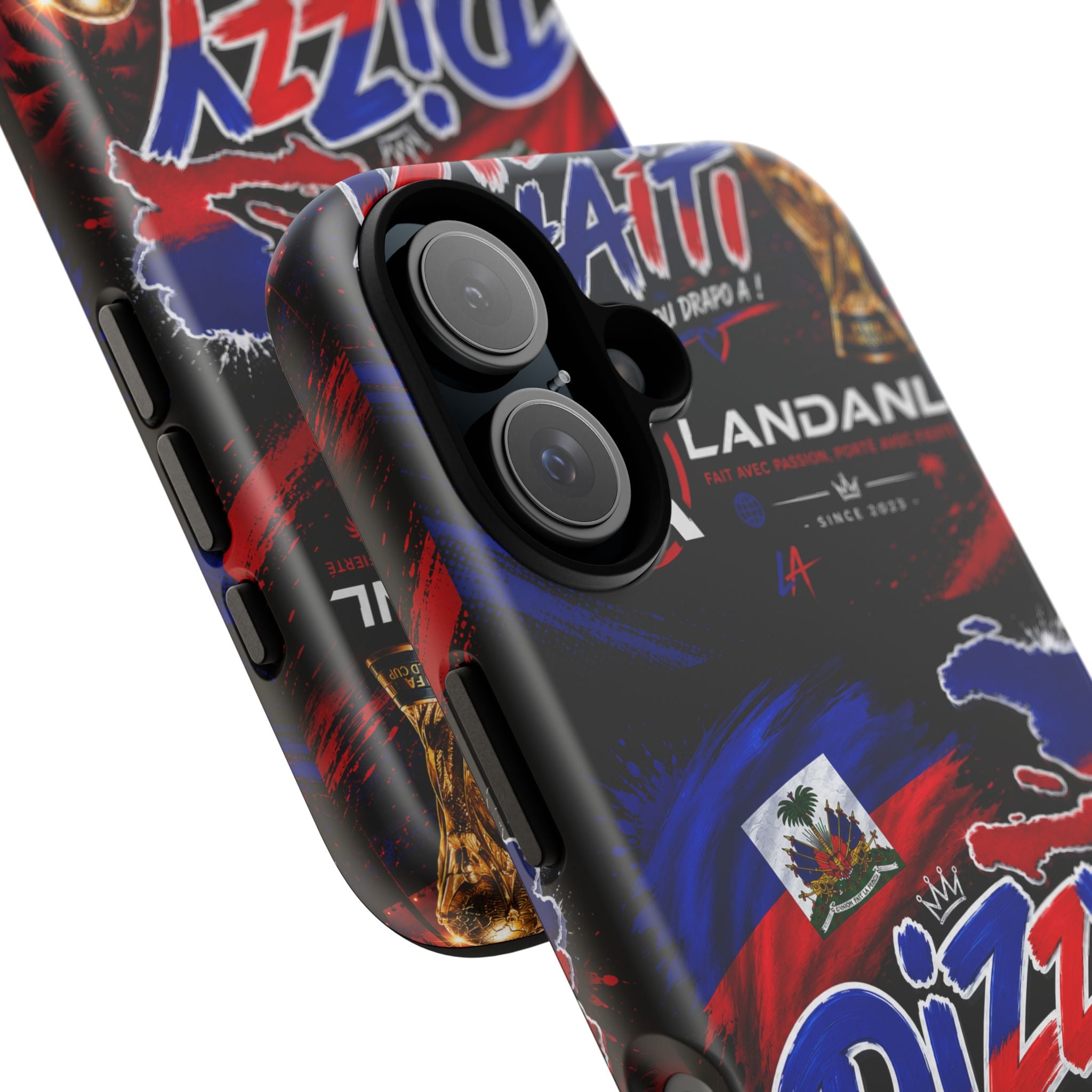 Dizzy Haiti Phone Case — Haitian Flag Design with 'Dizzy Haïti' Text