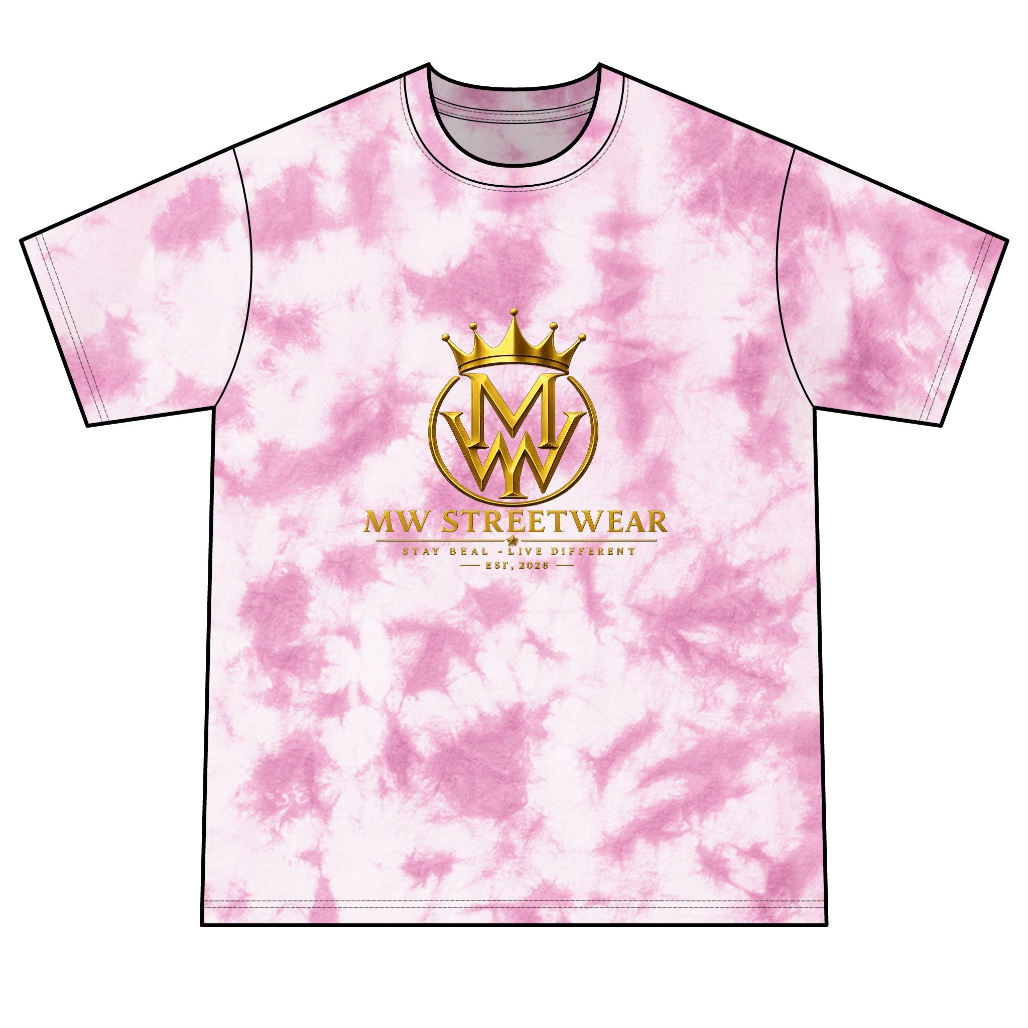 Tie-Dye Tee — MW Streetwear Gold Logo Crystal Tie-Dye T-Shirt