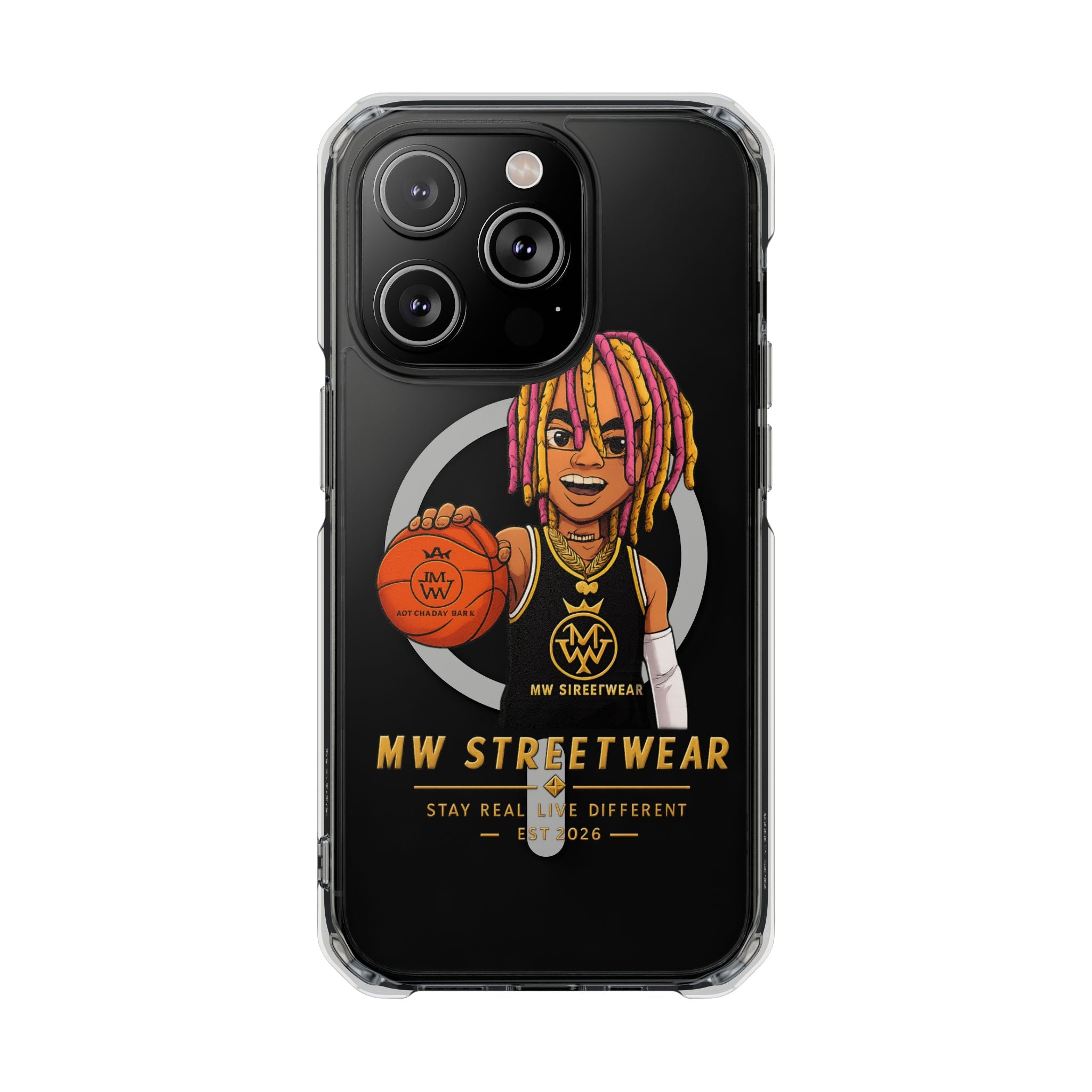 Clear Magnetic Phone Case — MW Streetwear Basketball Character Design