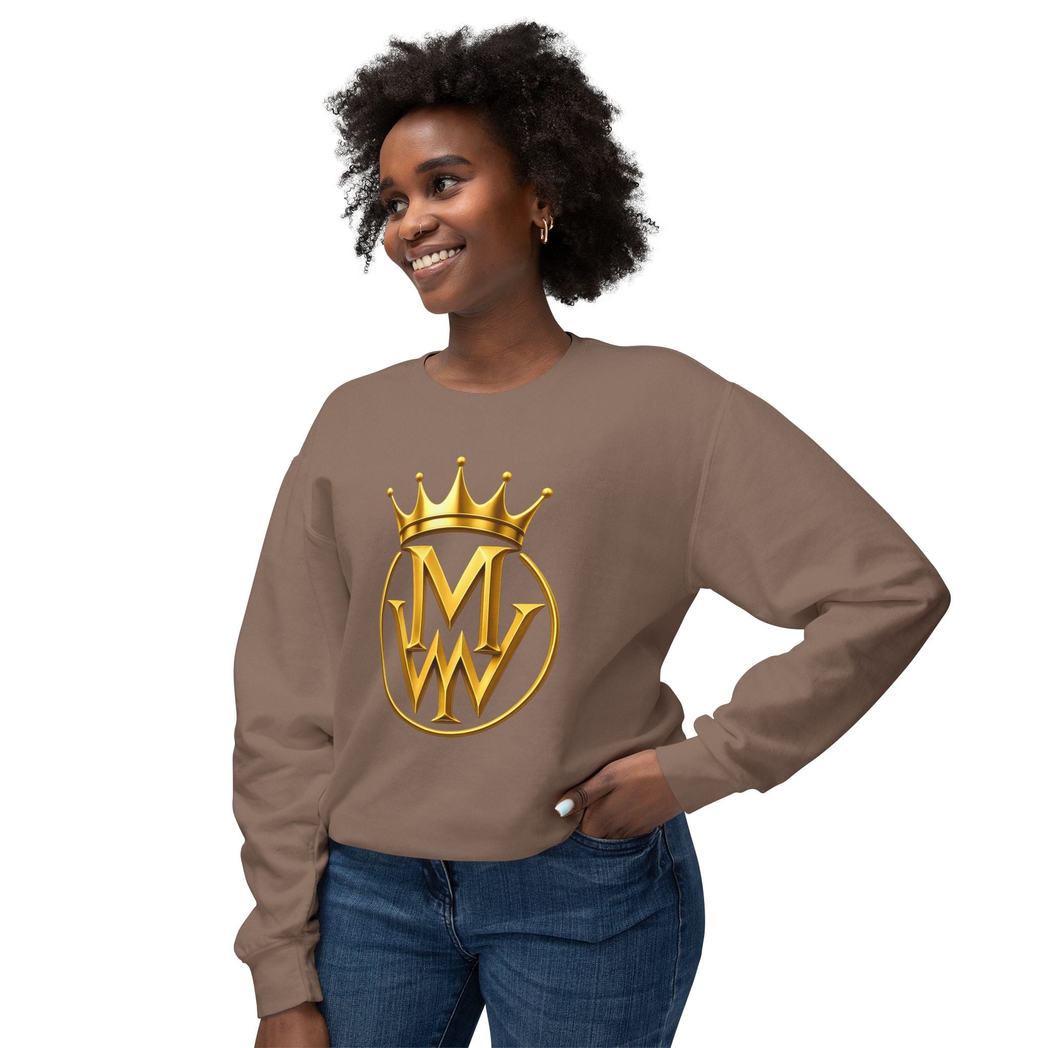 Gold Crown MW Logo Crewneck Sweatshirt — Luxury Monogram Streetwear