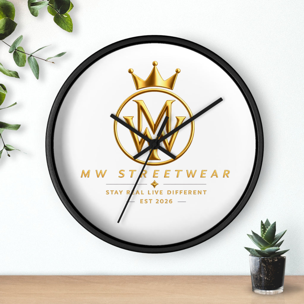 MW Streetwear Gold Logo Wall Clock — Modern Brand Accent Clock