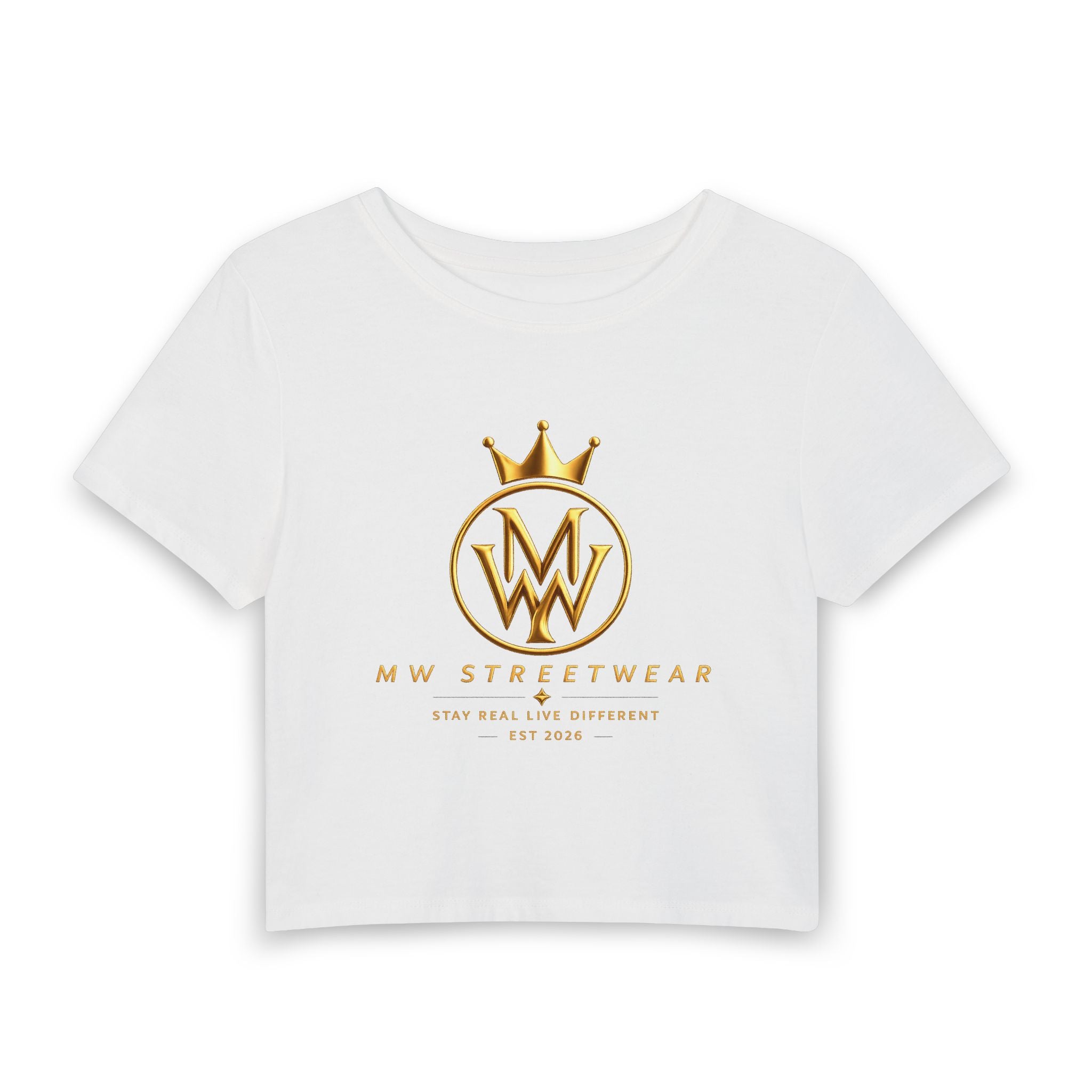 Women's Baby Tee — Gold Crown MW Streetwear Logo Crop Top