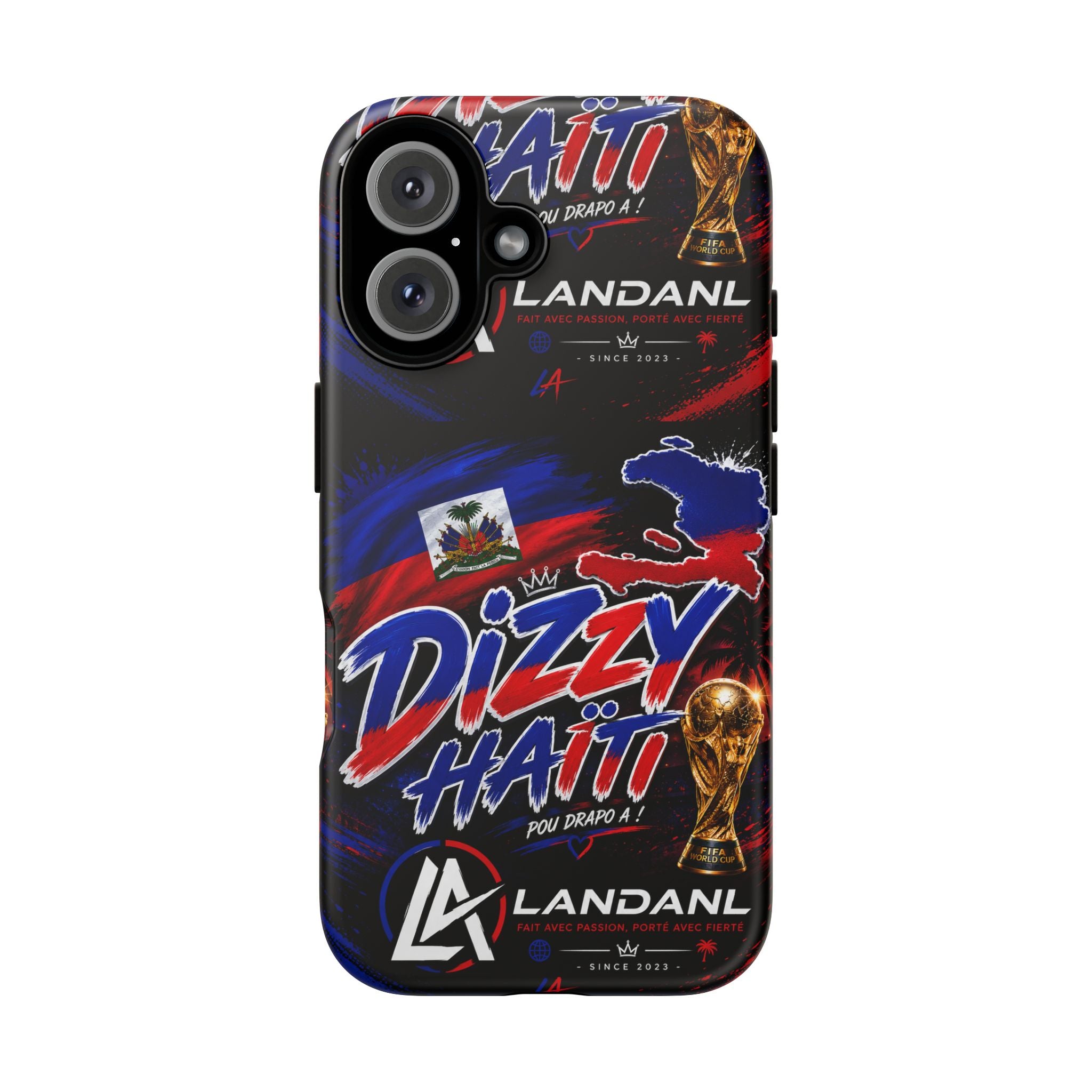 Dizzy Haiti Phone Case — Haitian Flag Design with 'Dizzy Haïti' Text