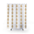Gold Crown Monogram Shower Curtain — Repeating W Logo Pattern