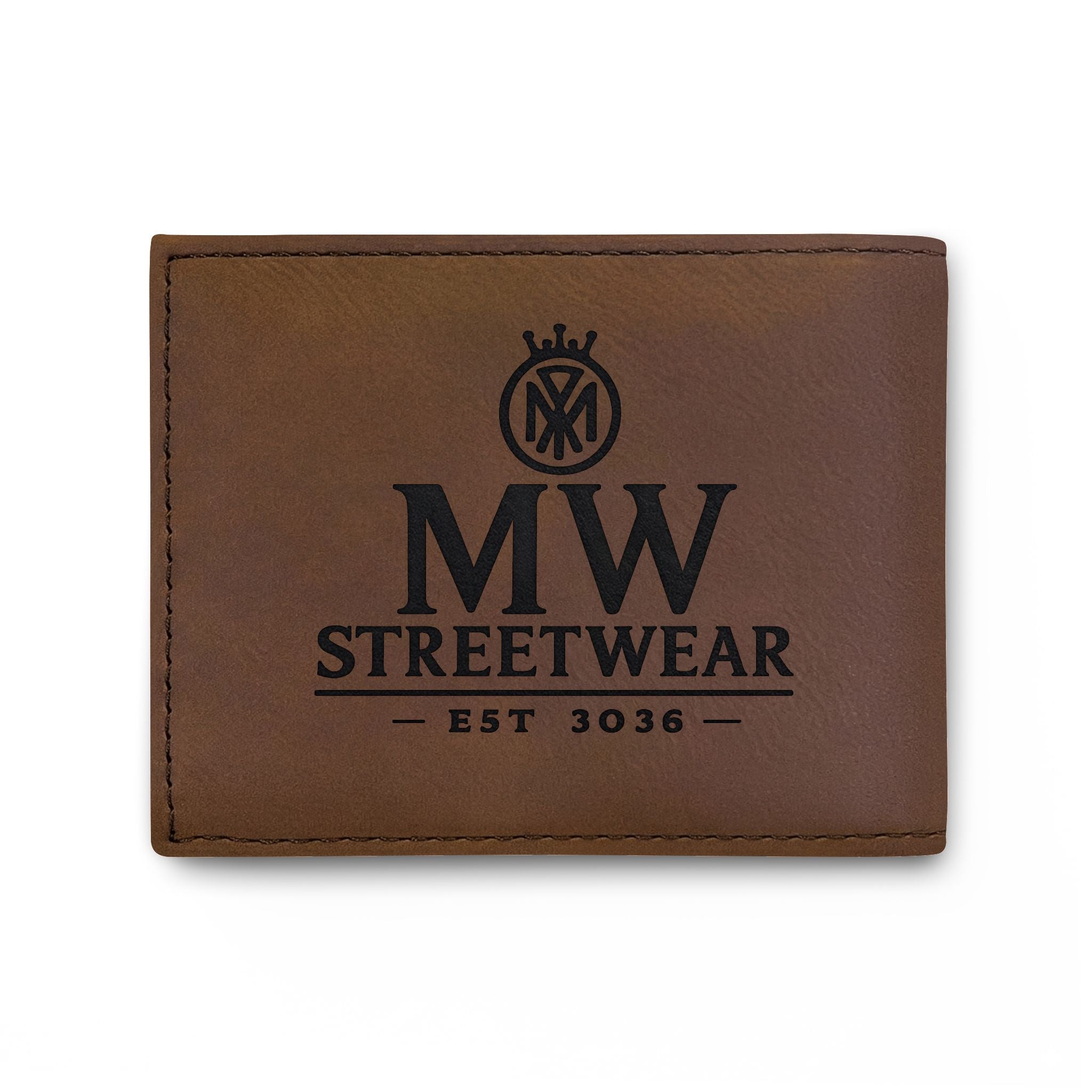 Leather Bi-Fold Wallet — MW Streetwear Logo RFID Card Holder