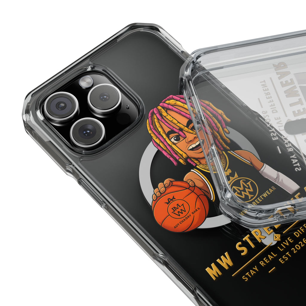 Clear Magnetic Phone Case — MW Streetwear Basketball Character Design