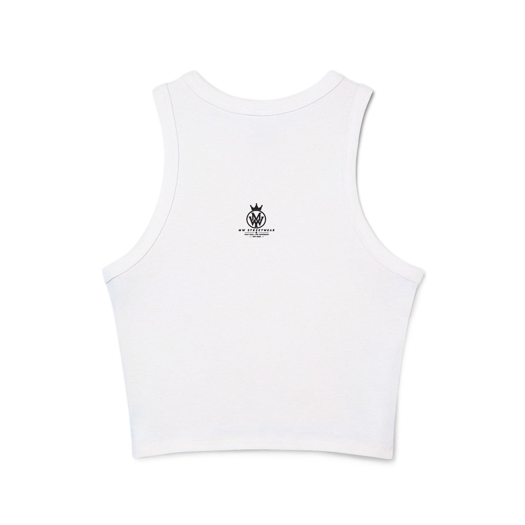 Women's Micro Rib Racer Tank Top — MW Streetwear Crown Logo Crop Tank