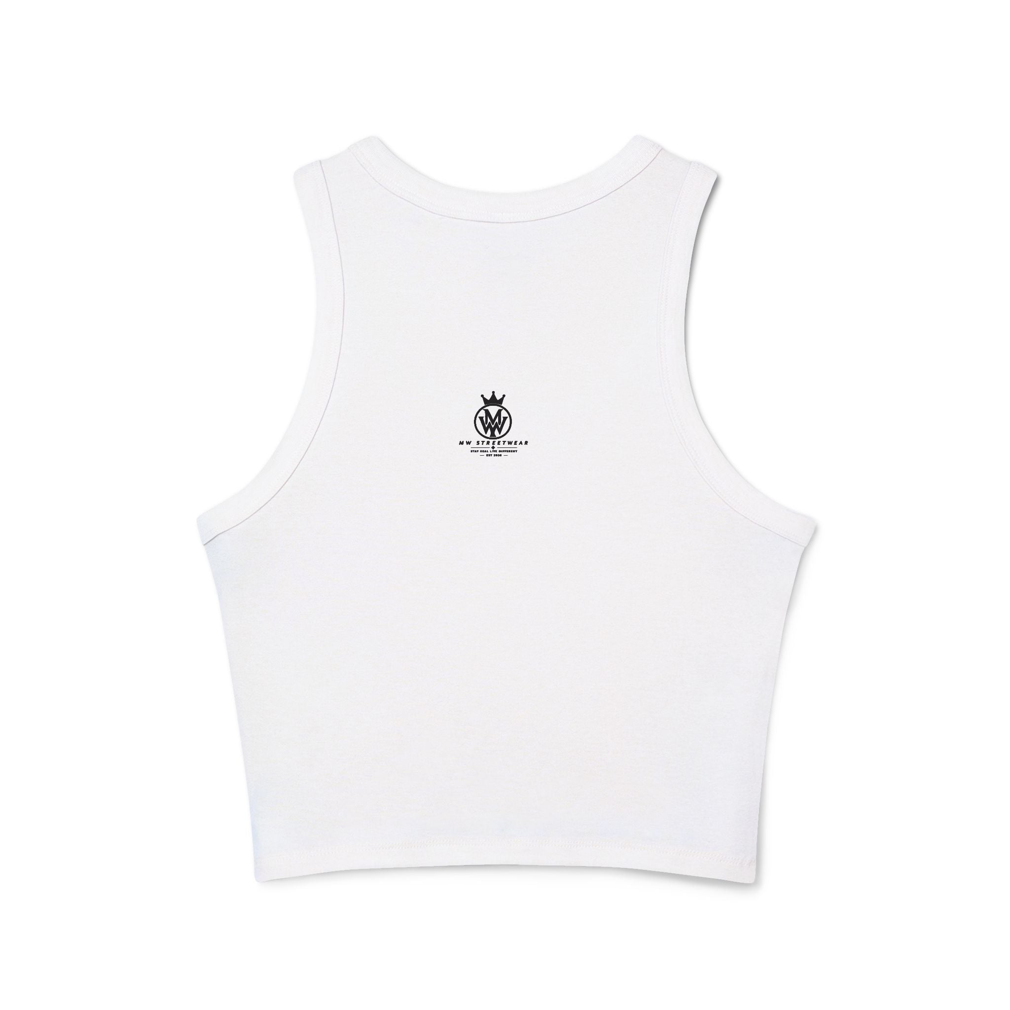 Women's Micro Rib Racer Tank Top — MW Streetwear Crown Logo Crop Tank