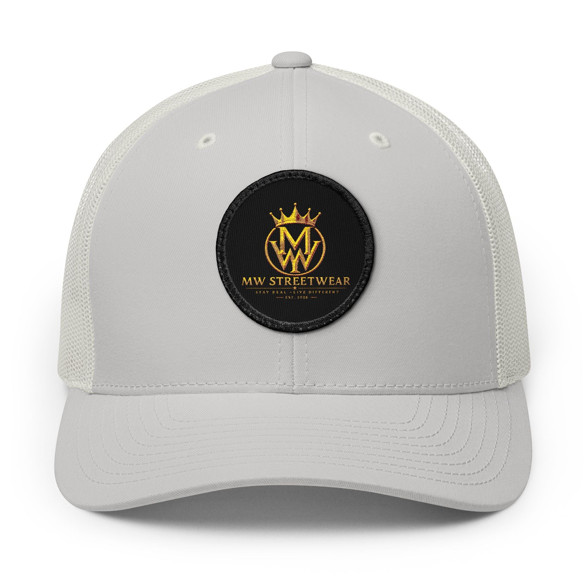 Embroidered Trucker Cap — Gold Crown Patch Snapback