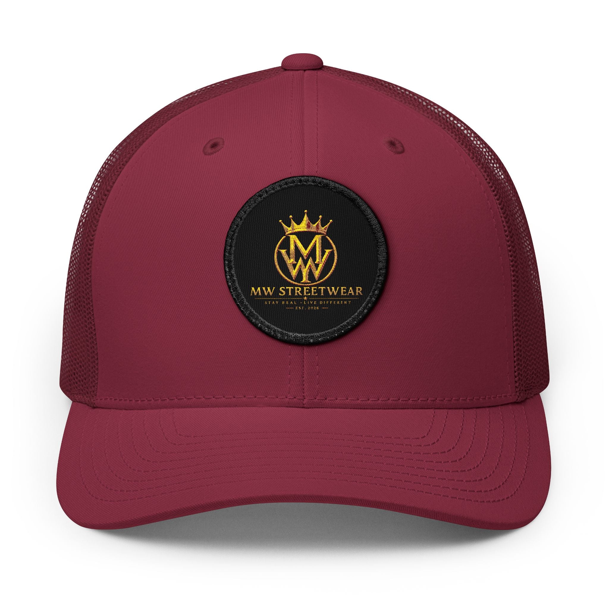 Embroidered Trucker Cap — Gold Crown Patch Snapback
