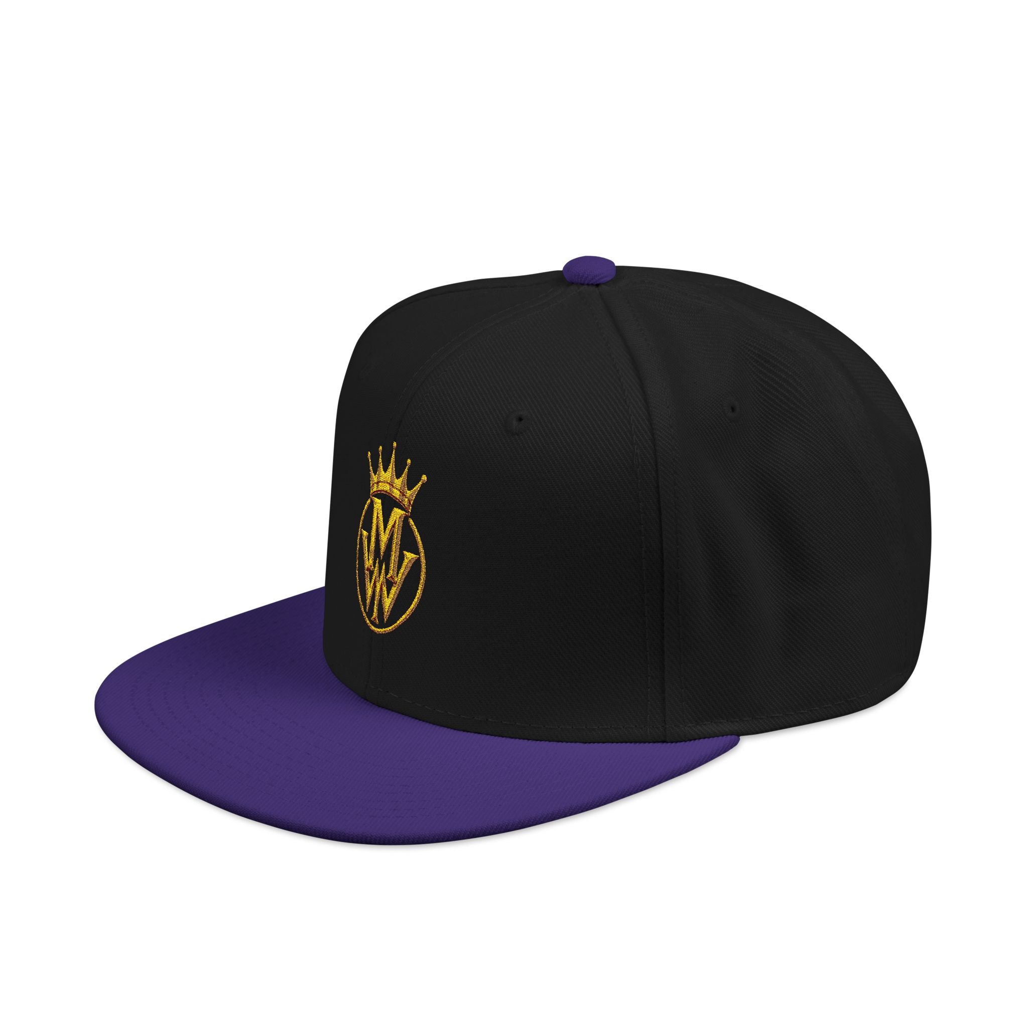 Embroidered Crown Logo Snapback Hat — Gold Stitch Streetwear Cap