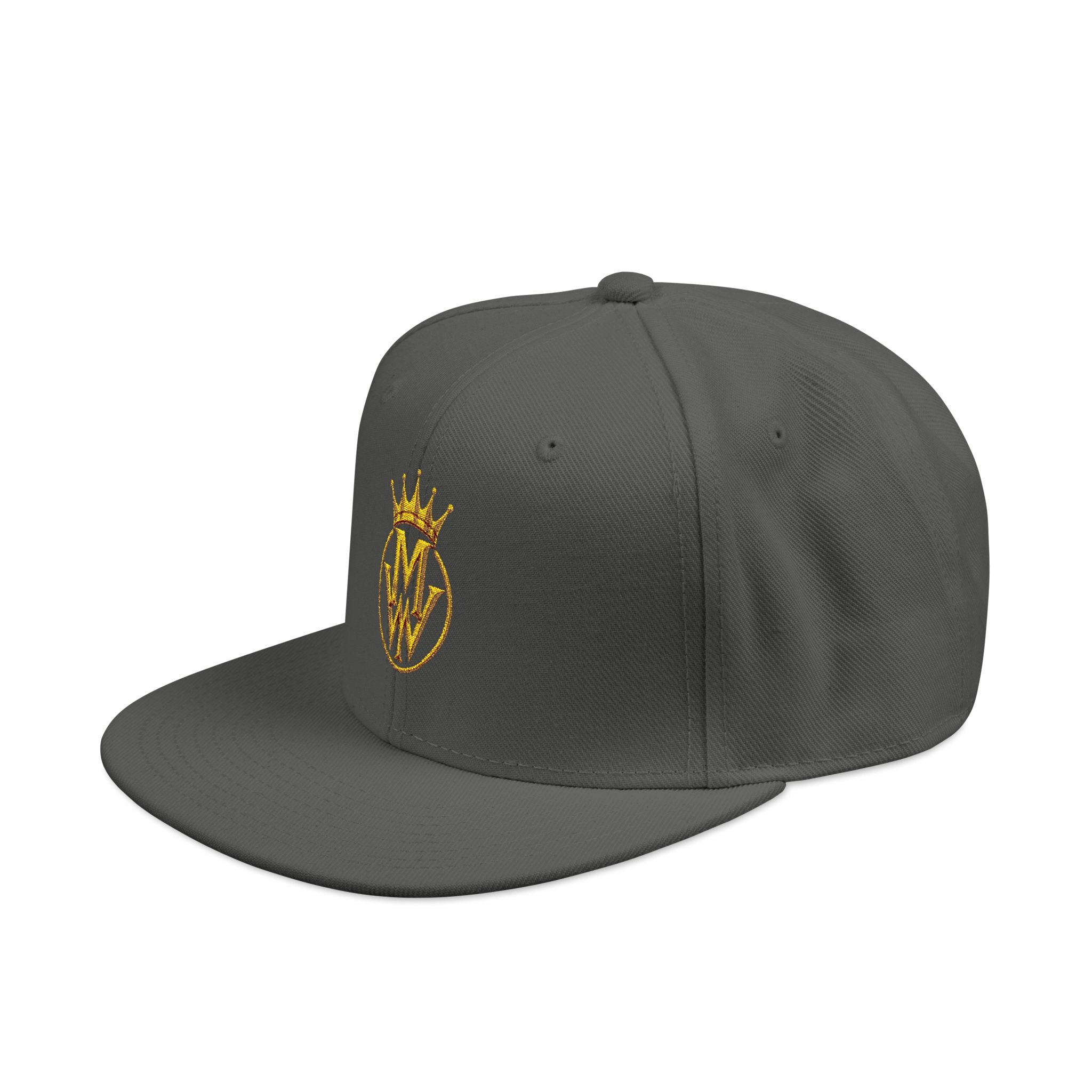 Embroidered Crown Logo Snapback Hat — Gold Stitch Streetwear Cap